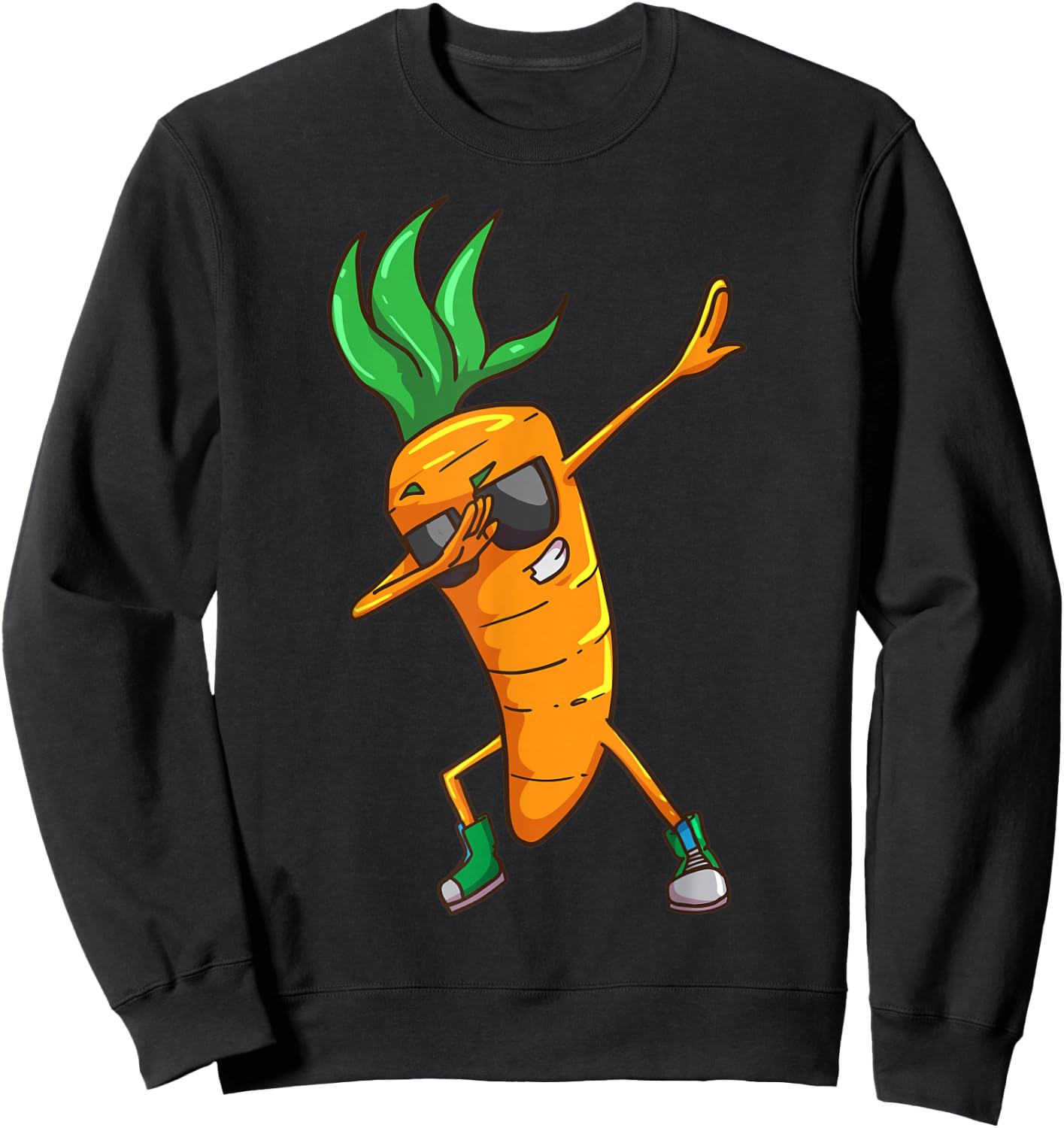 Vegan Carrot Dabbing Vegetable Sweatshirt - Sweatshirt | Black