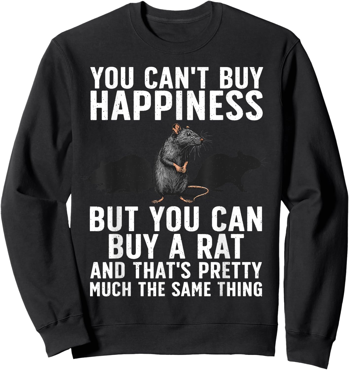 Funny Rat Women Kids Animal Lover Mouse Pet Rodent Sweatshirt - Sweatshirt | Black