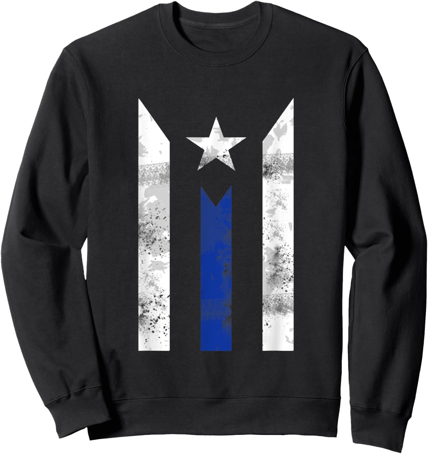 Thin Blue Line Puerto Rican Police Puerto Rico Flag Gift Sweatshirt - Sweatshirt | Black