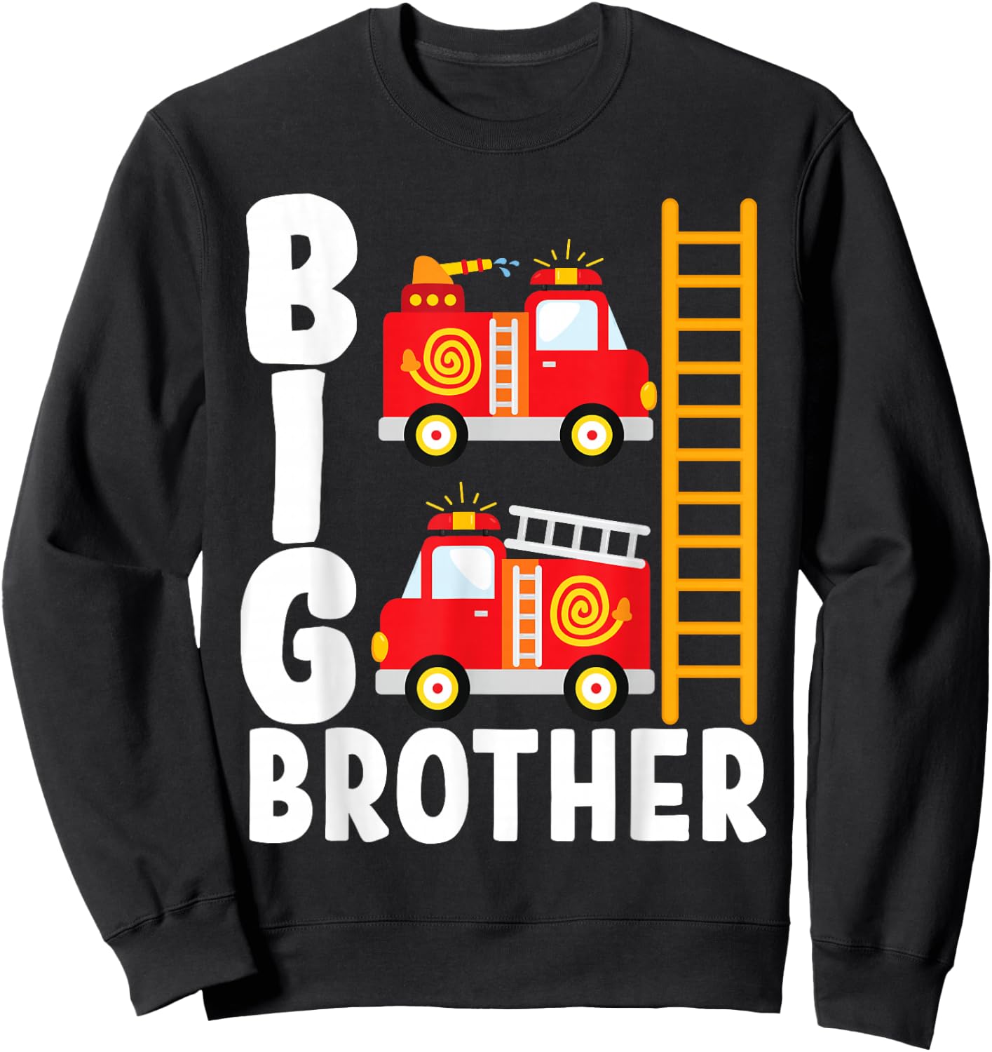 Boy's Fire Truck Fire Theme Big Brother Fire Engine Sweatshirt - Sweatshirt | Black