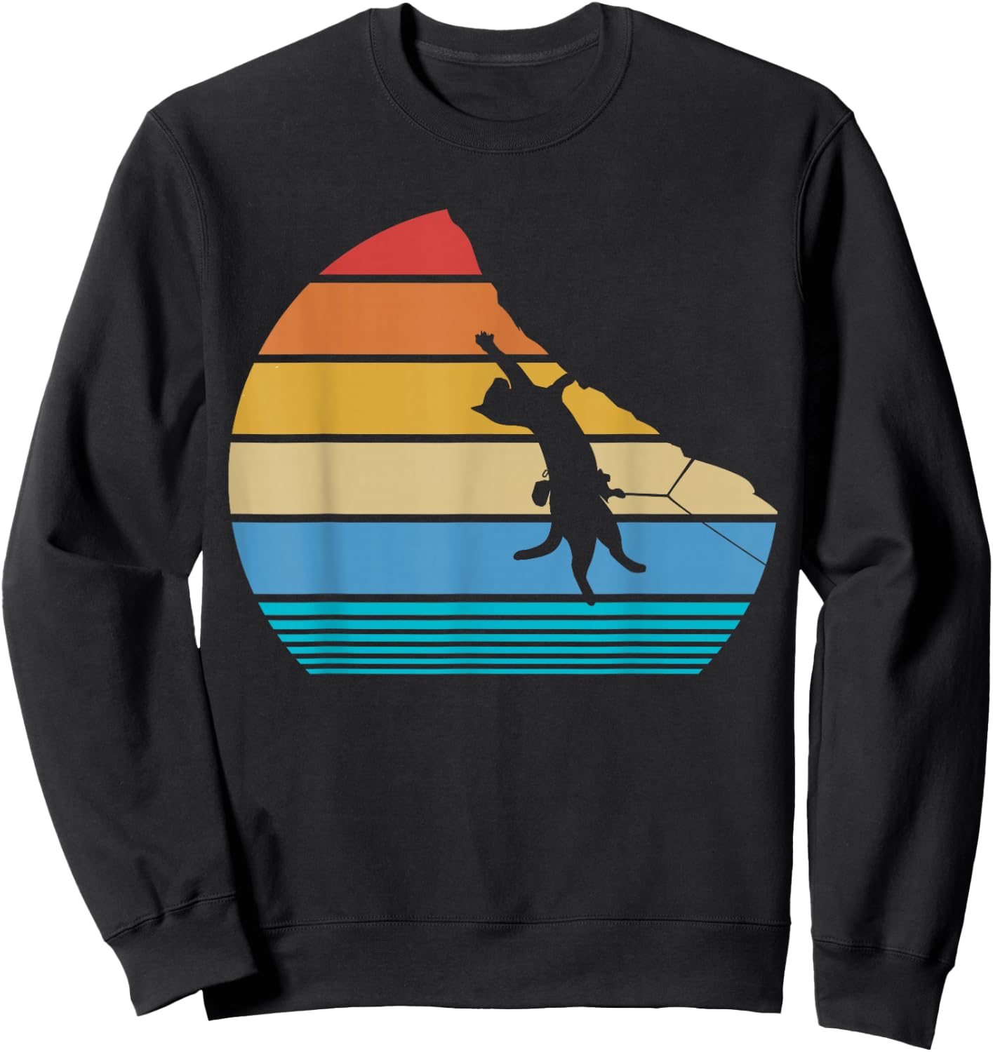 Retro Cat Climbing Meowtain Vintage Kitty Gift Rock Climber Sweatshirt - Sweatshirt | Black
