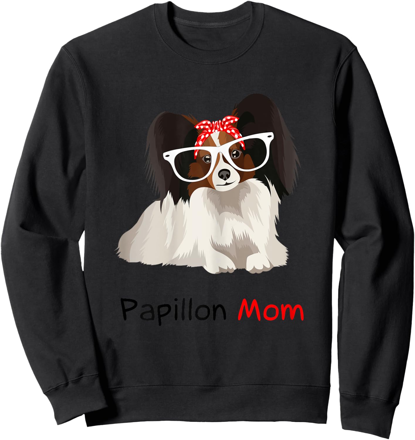 Papillon Mom Bandana Papillon Dog Sweatshirt - Sweatshirt | Black