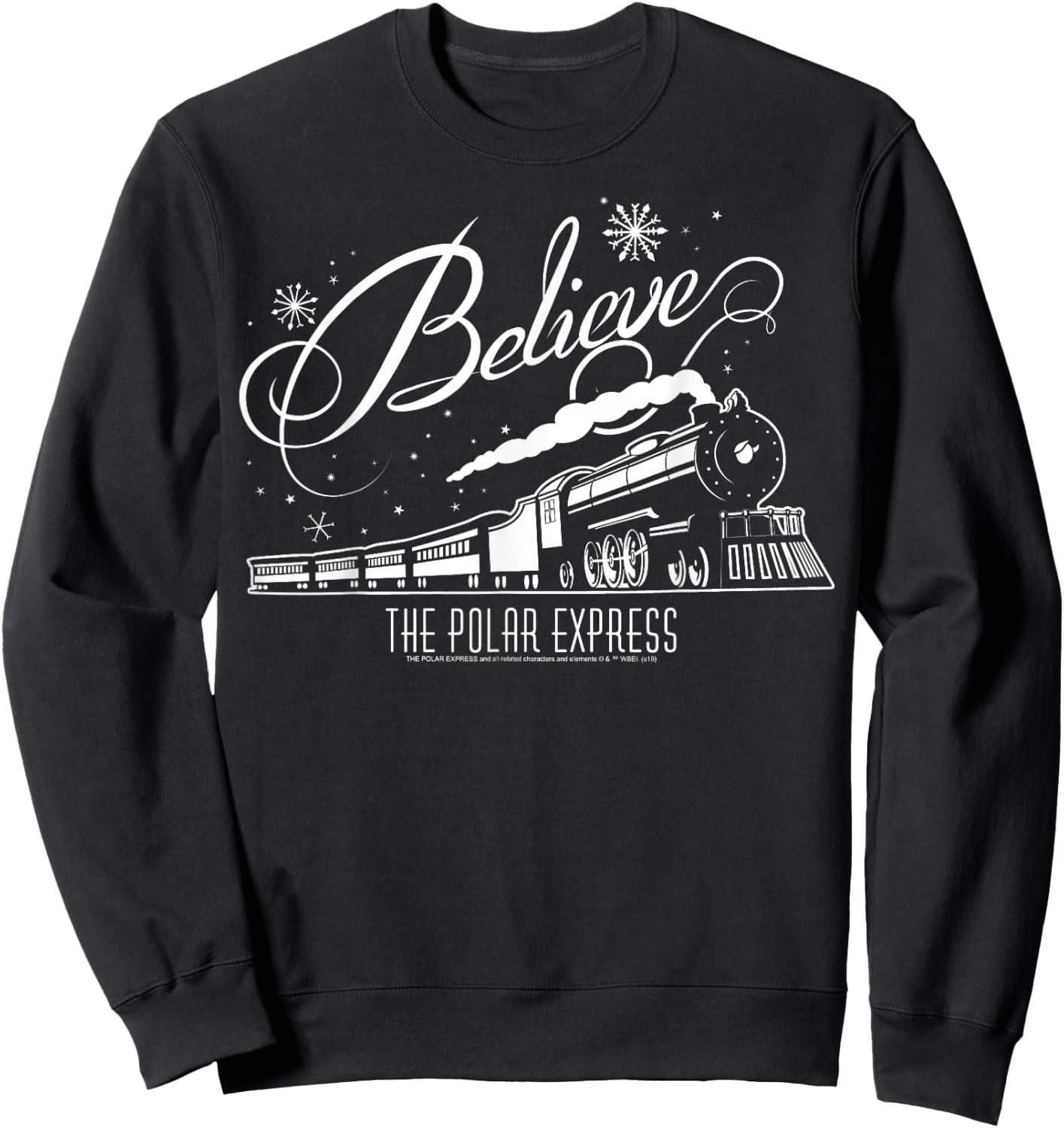 The Polar Express Believe Christmas Train & Snowflake Logo Sweatshirt - Sweatshirt | Black