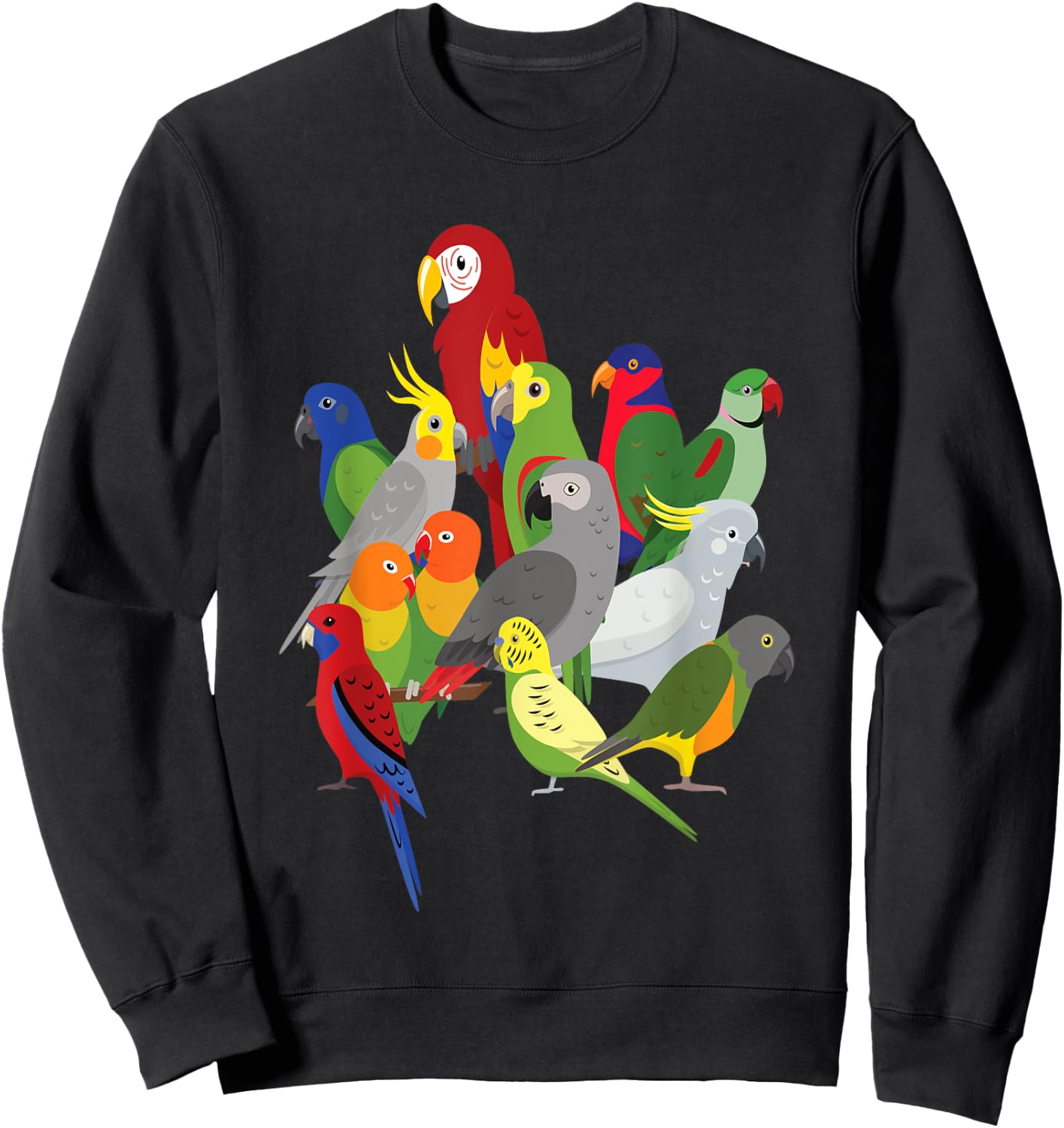 Parrot Herd - Macaw, Cockatoo, Grey Grey & Budgies Sweatshirt - Sweatshirt | Black