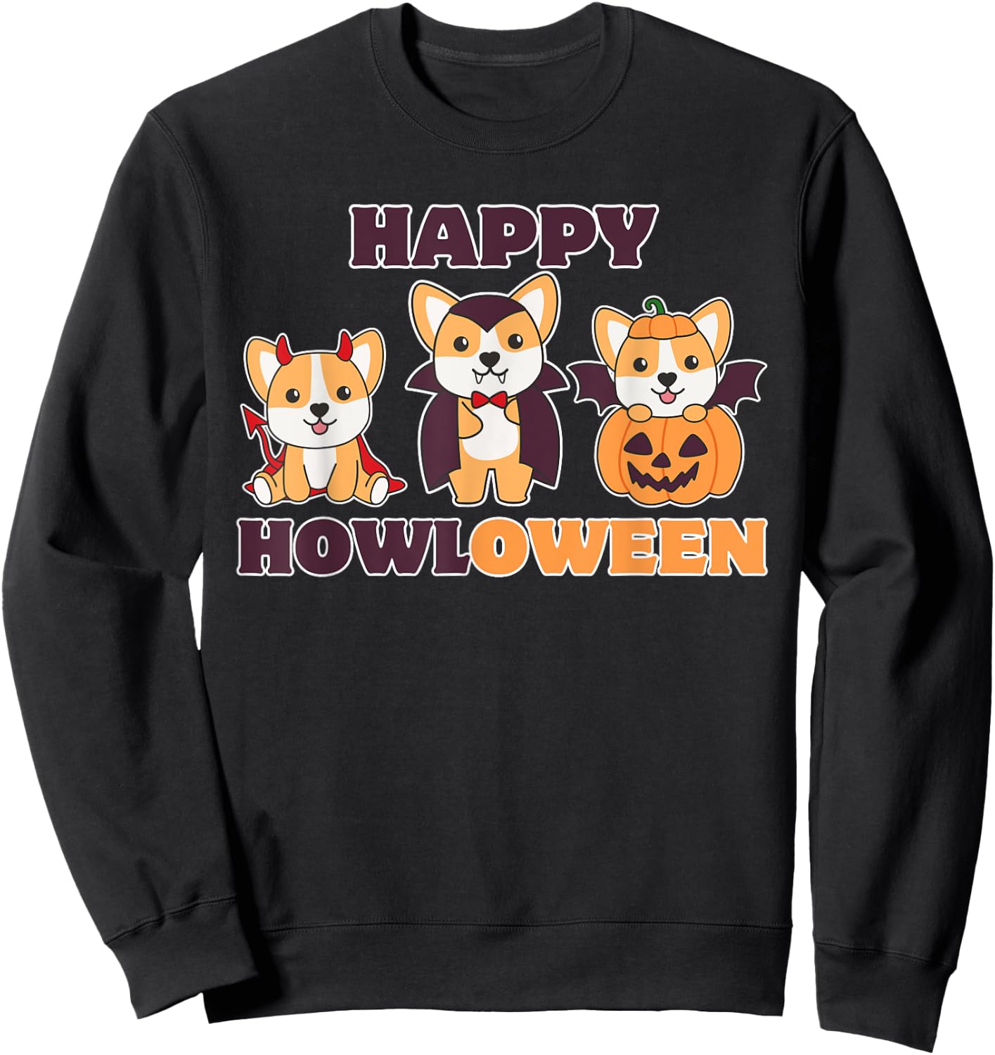 Corgi Happy Howloween Pumpkin Vampire Dogs Halloween Sweatshirt - Sweatshirt | Black