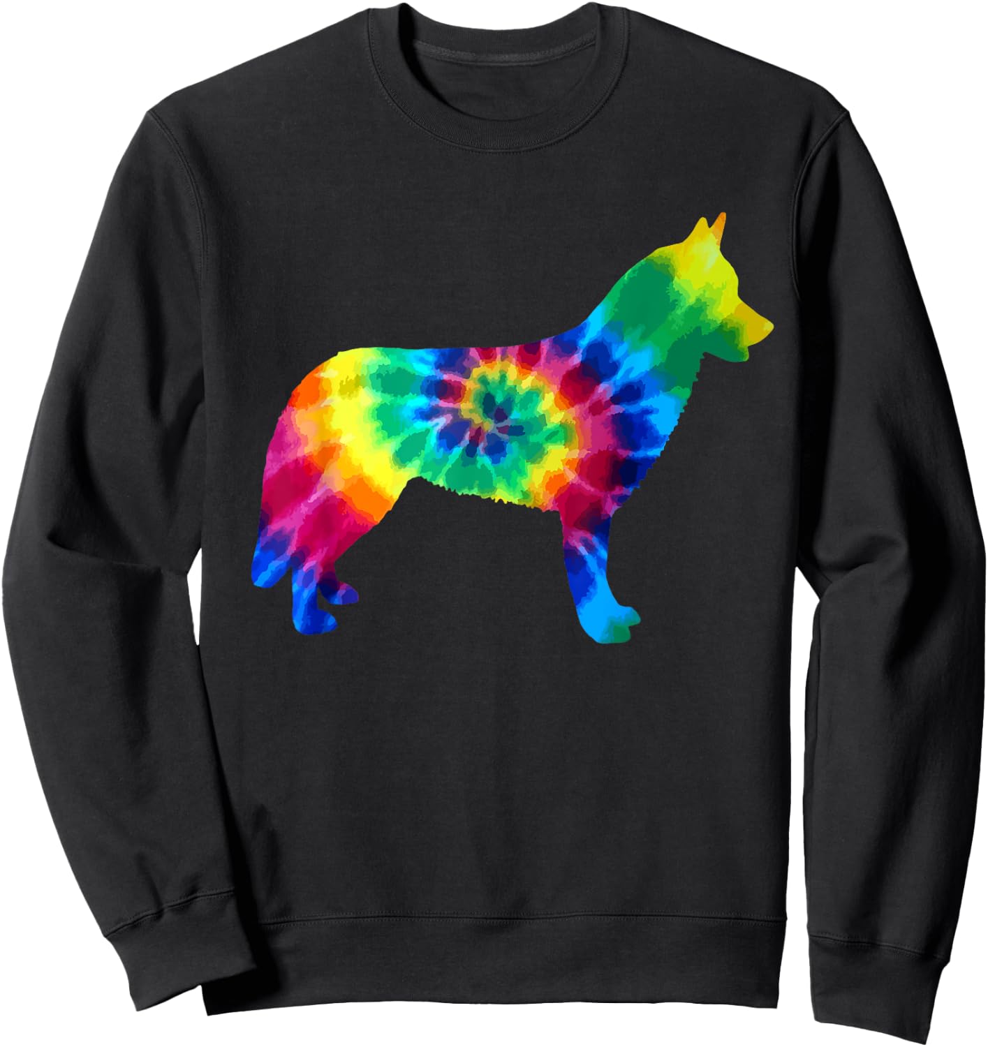 Husky Tie Dye Vintage Hippie Husky Mom Dad dog Lover Sweatshirt - Sweatshirt | Black