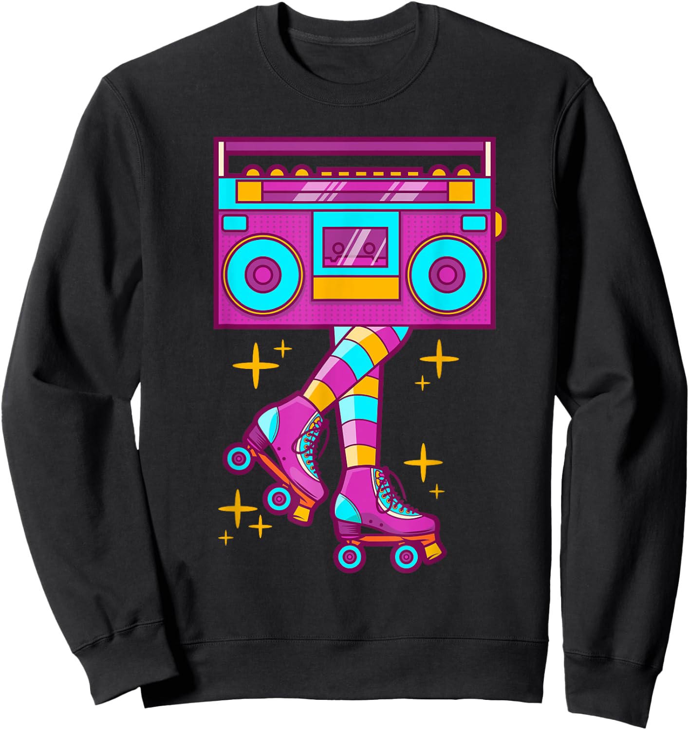 Retro Rollerskates Funny 80's Roller Disco Skating Girl Gift Sweatshirt - Sweatshirt | Black