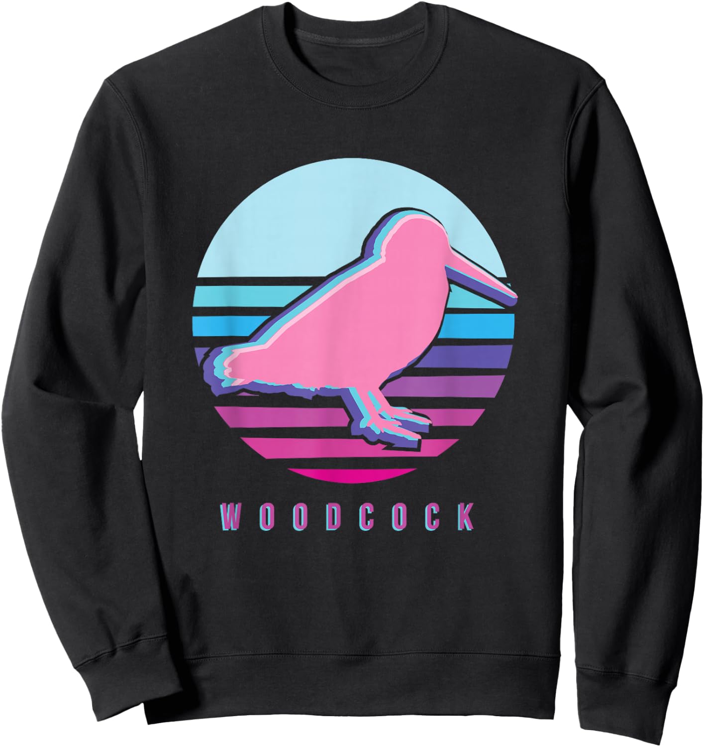 American Woodcock Bird Retro Vaporwave Unique Birding Gift Sweatshirt - Sweatshirt | Black