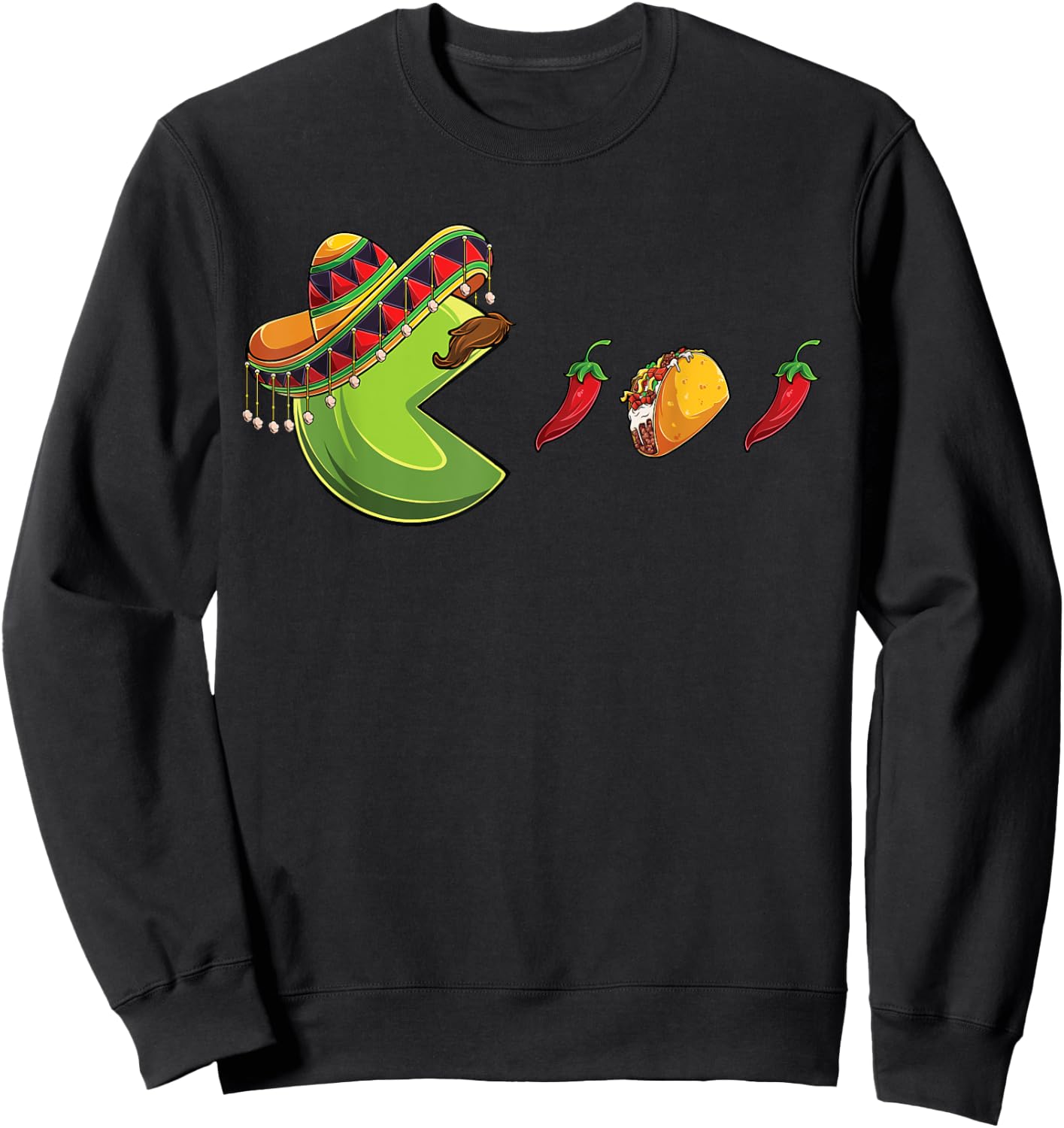 Funny eating Tacos Cinco de Mayo Boys Kids woman Men Mexican Sweatshirt - Sweatshirt | Black
