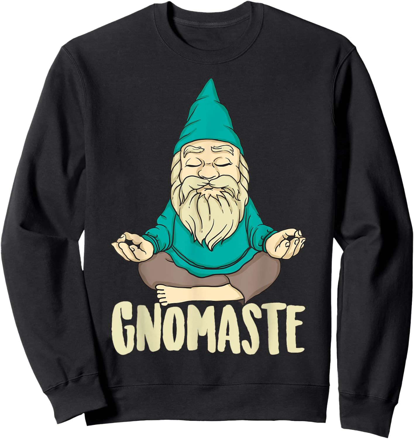 Cute Gnomaste Funny Meditating Gnome Gift Yoga Men Women Sweatshirt - Sweatshirt | Black