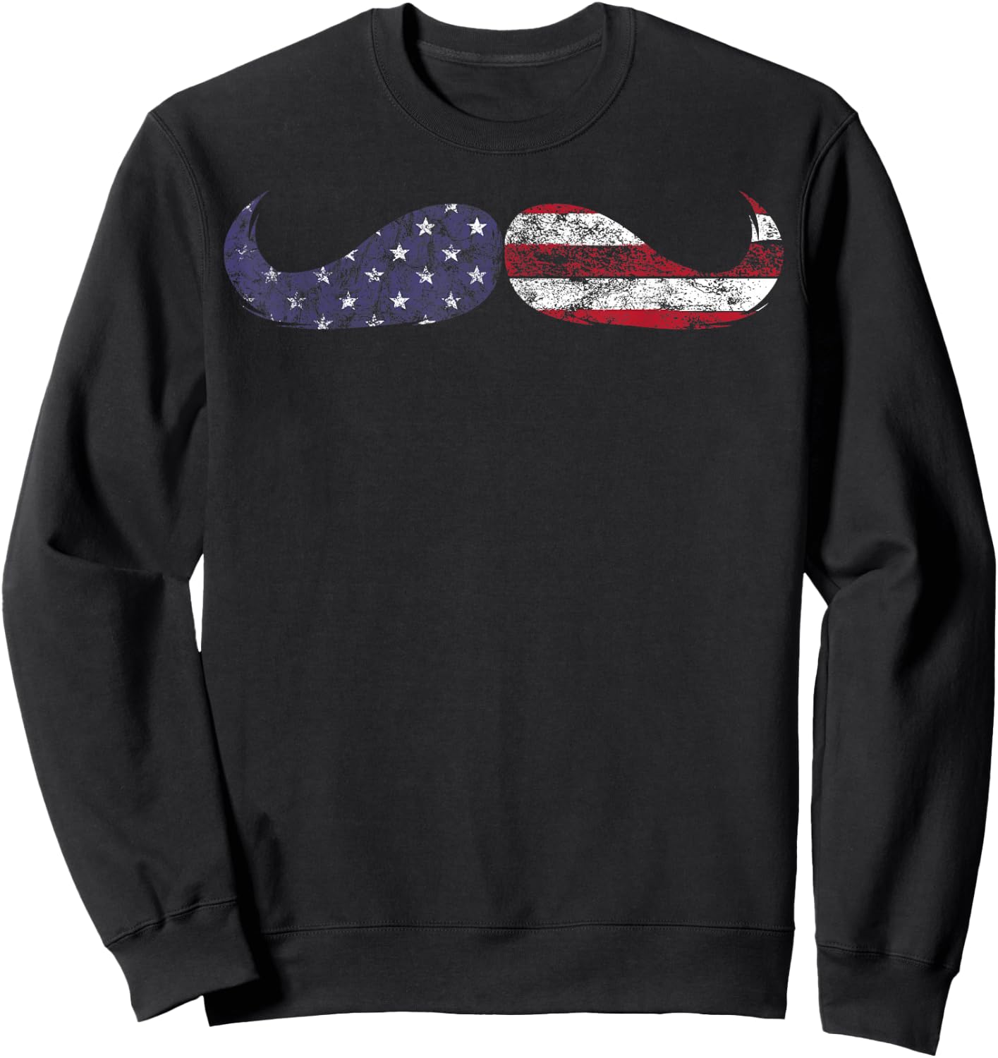 Patriotic USA Flag Mustache 4th of July for Facial Hair Fans Sweatshirt - Sweatshirt | Black