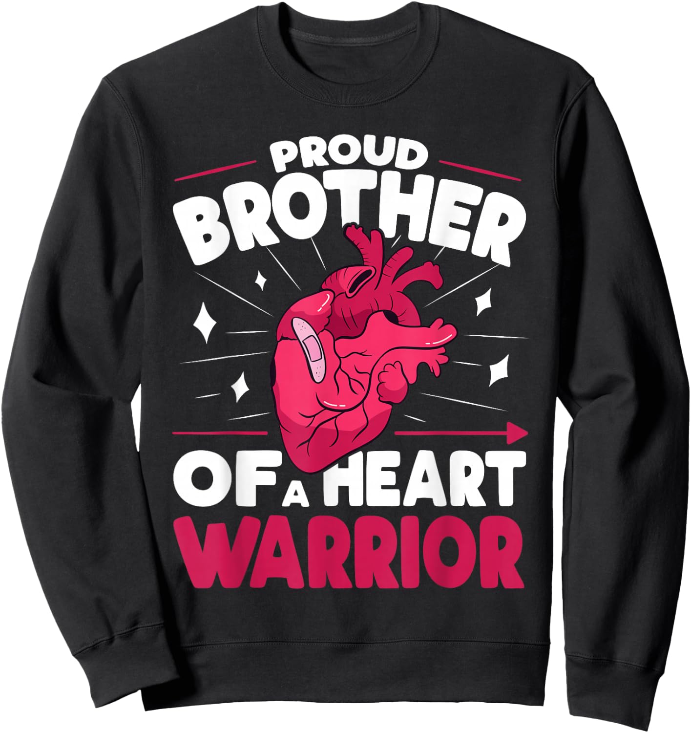 Proud Brother of a Heart Warrior Heart Health Awareness Sweatshirt - Sweatshirt | Black