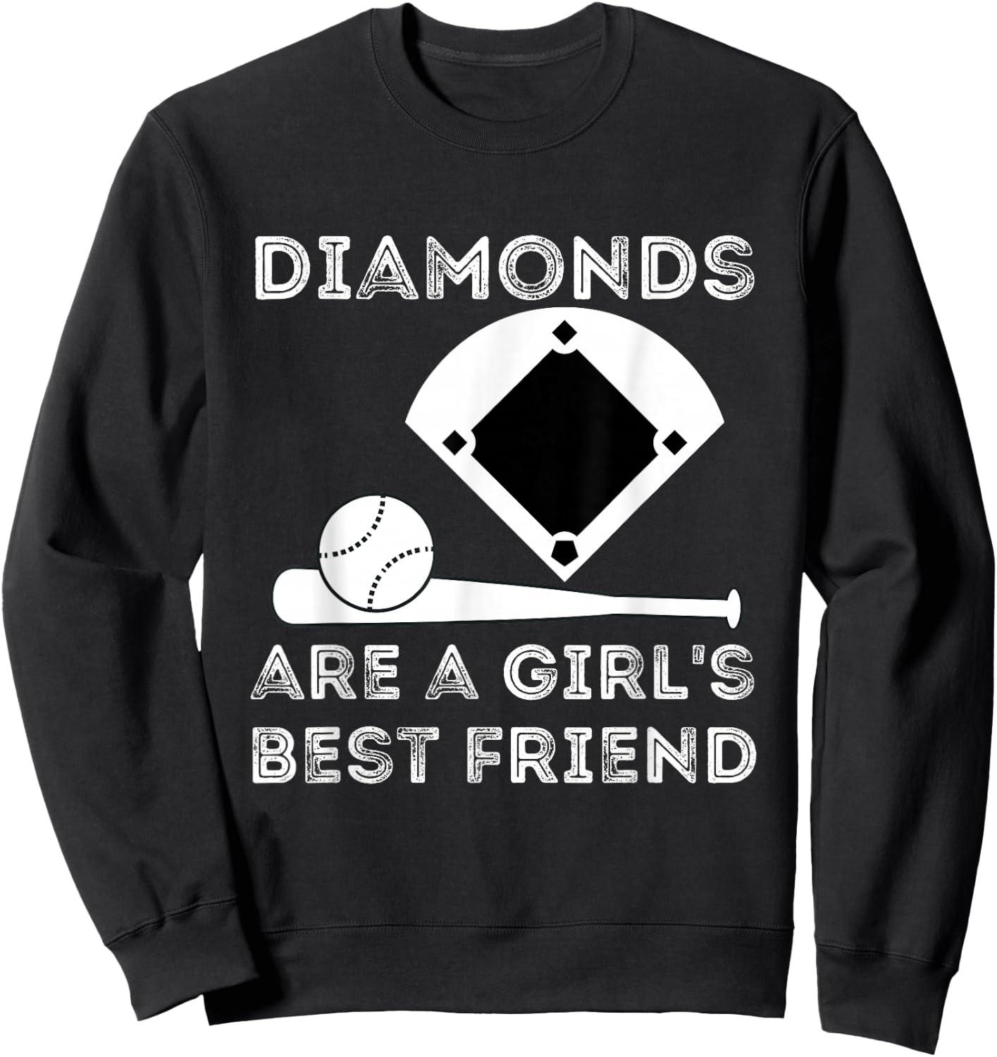 Diamonds Are A Girl's Best Friend - Baseball & Softball Fan Sweatshirt - Sweatshirt | Black