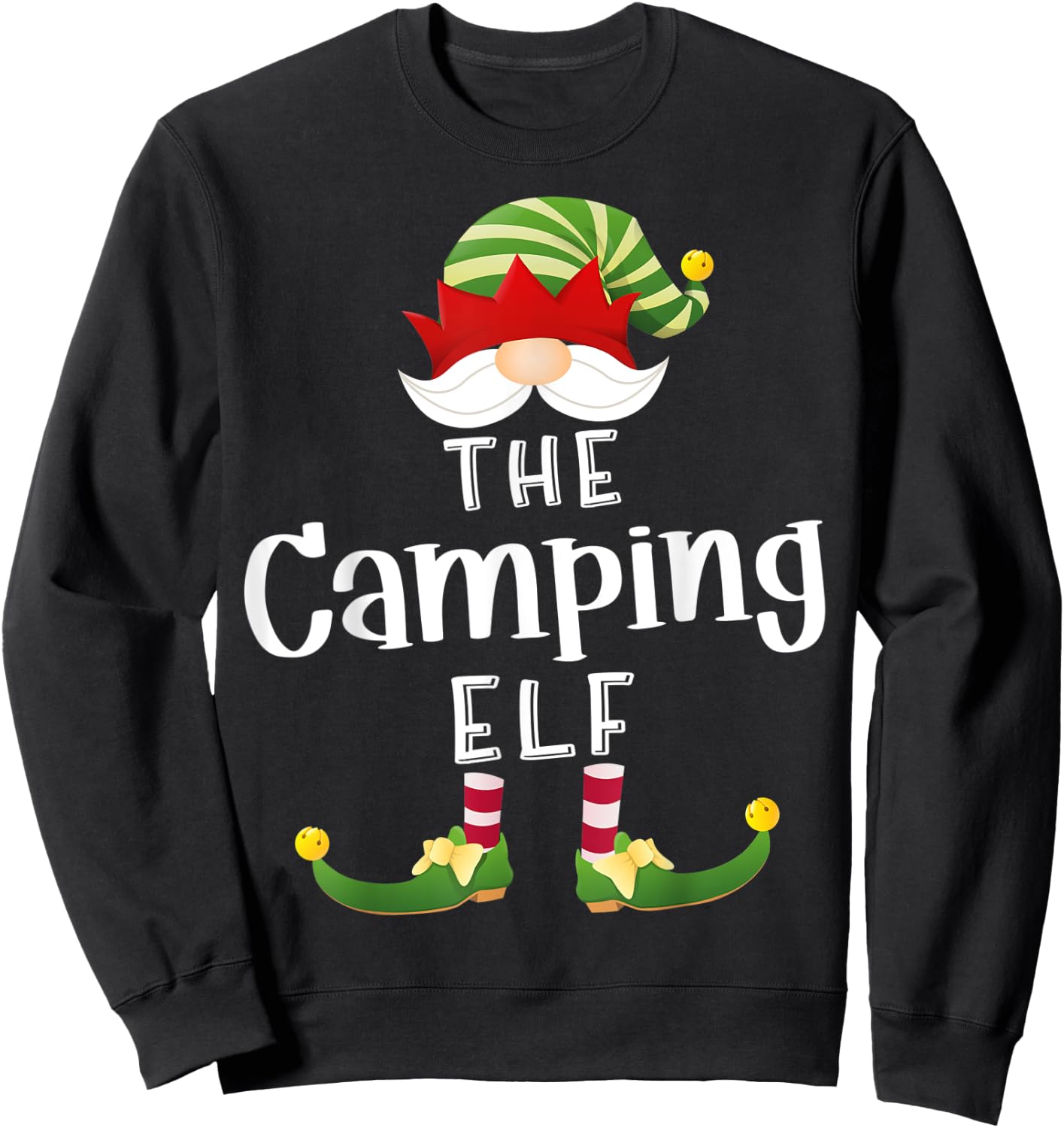 Camping Elf Group Christmas Funny Pajama Party Sweatshirt - Sweatshirt | Black