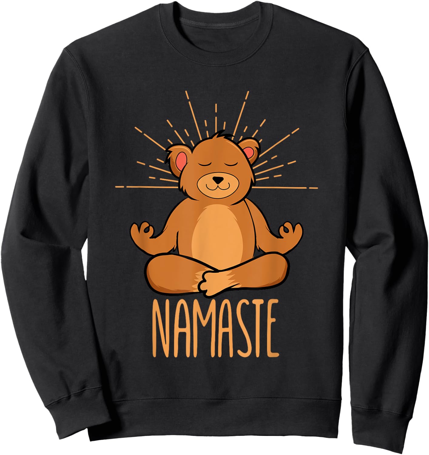 Funny Namaste Bear Meditation Yoga Pose Cute Bear Lover Sweatshirt - Sweatshirt | Black