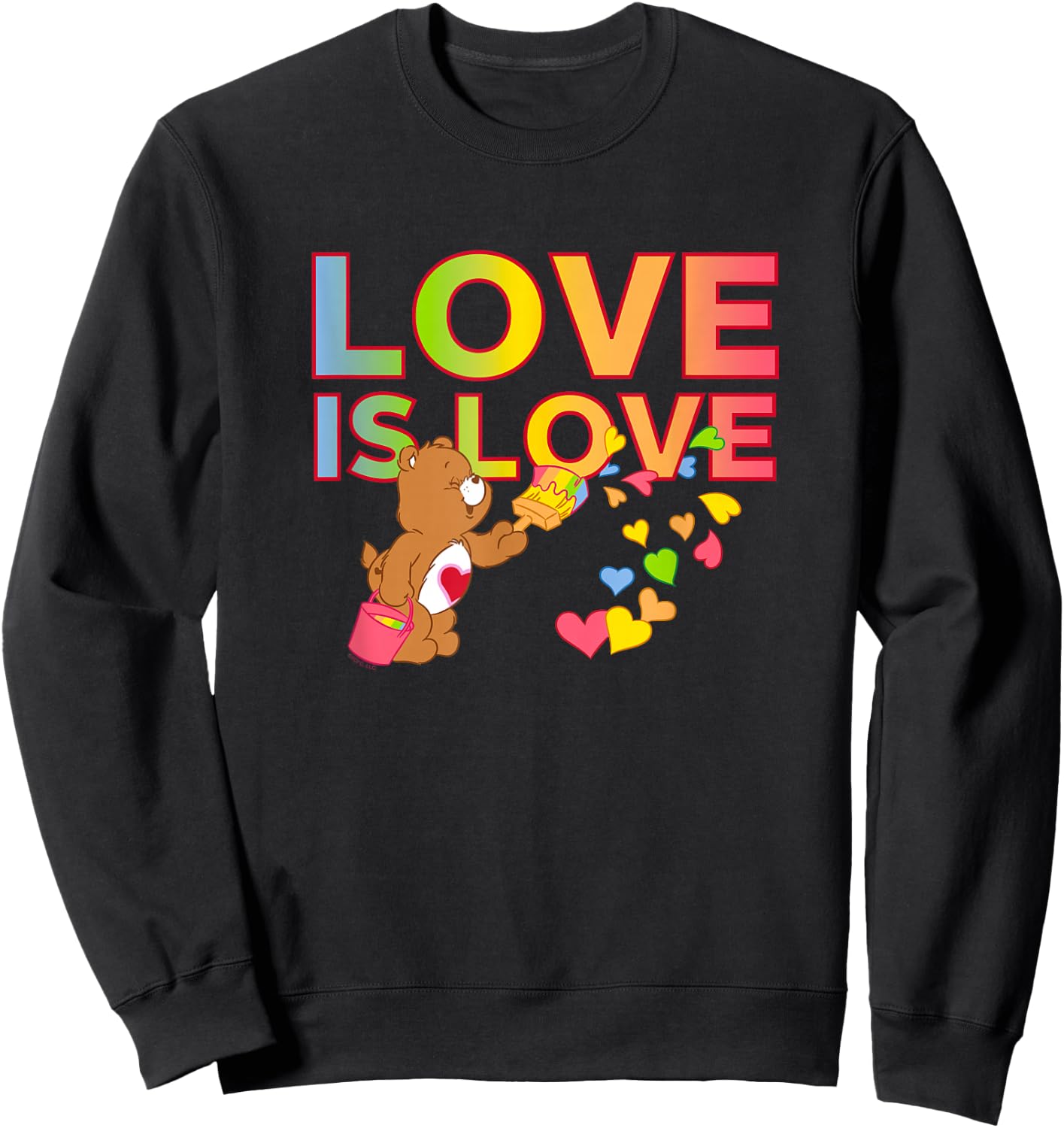 Care Bears Love is Love Hearts Cheer Bear Retro Cartoon Sweatshirt - Sweatshirt | Black