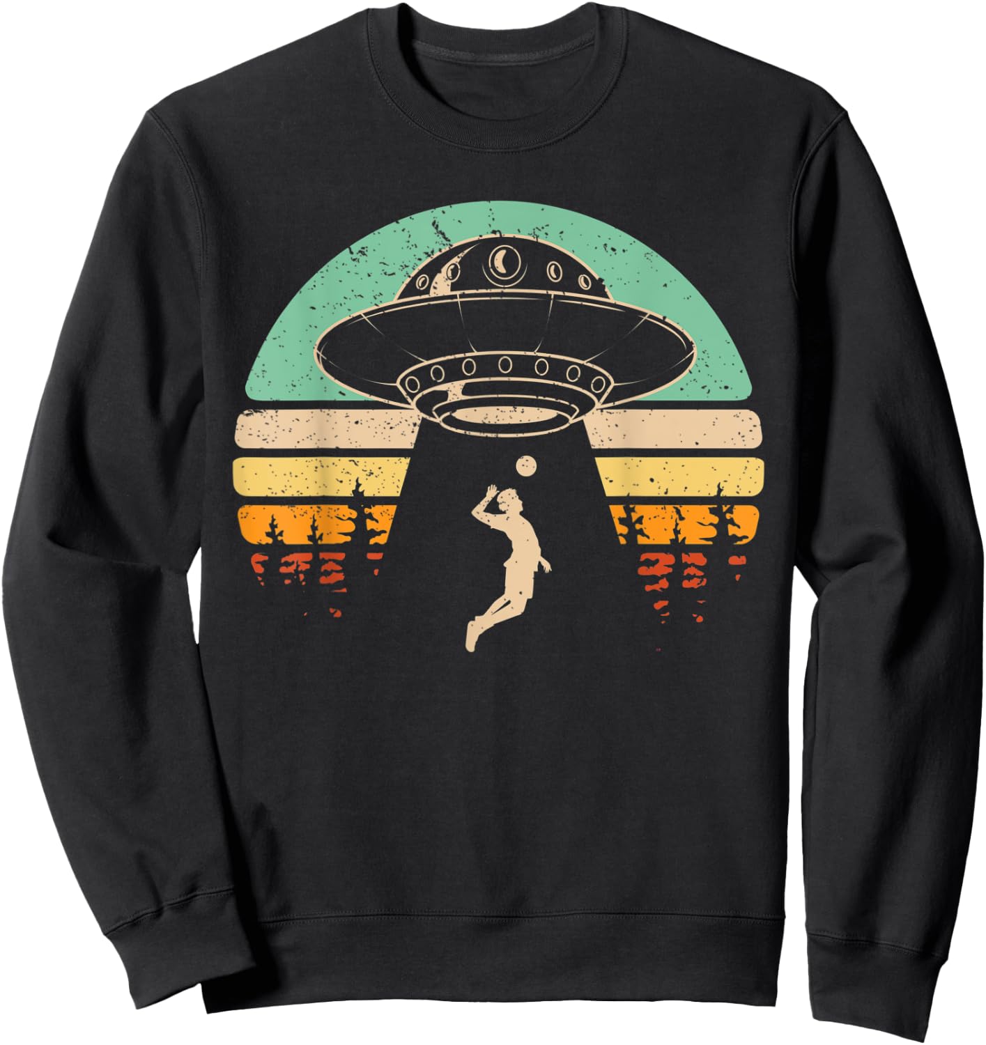 Alien Abduction Funny Volleyball Gift Alien Spaceship Sports Sweatshirt - Sweatshirt | Black