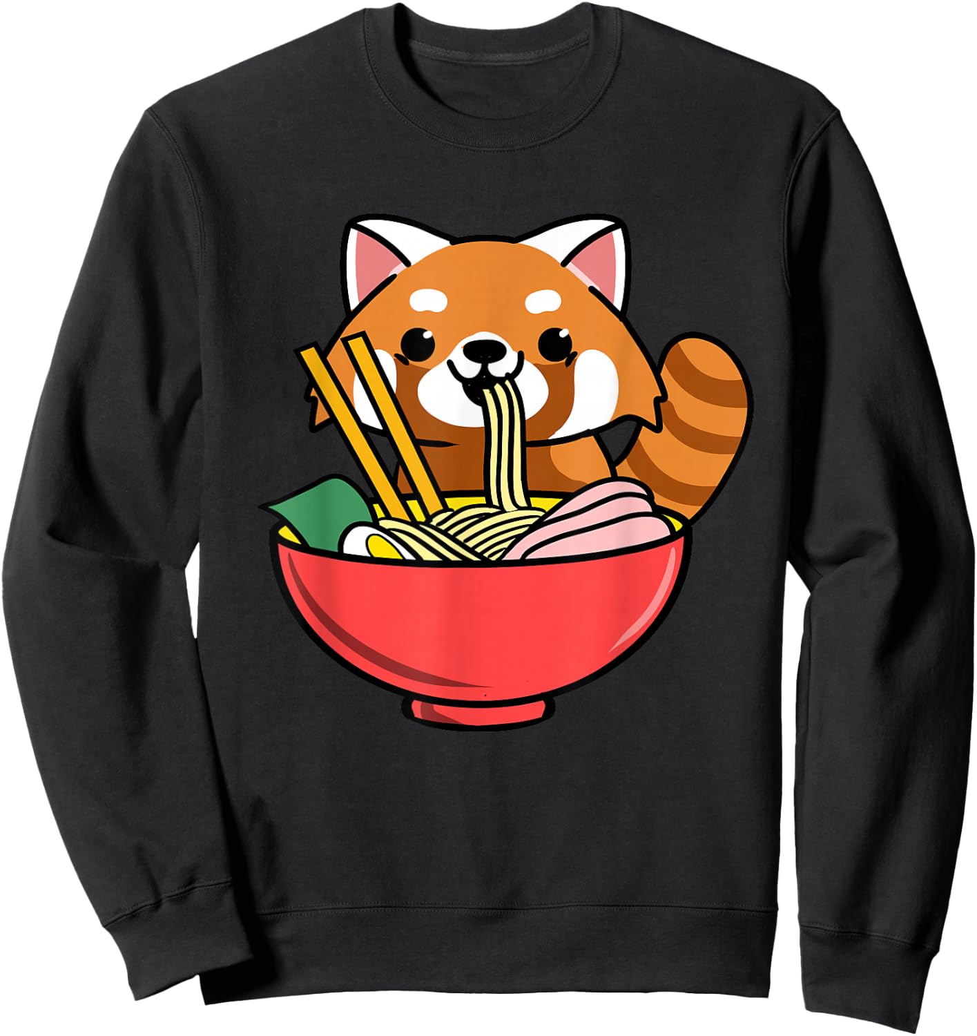 Red Panda Eating Ramen Sweatshirt - Sweatshirt | Black