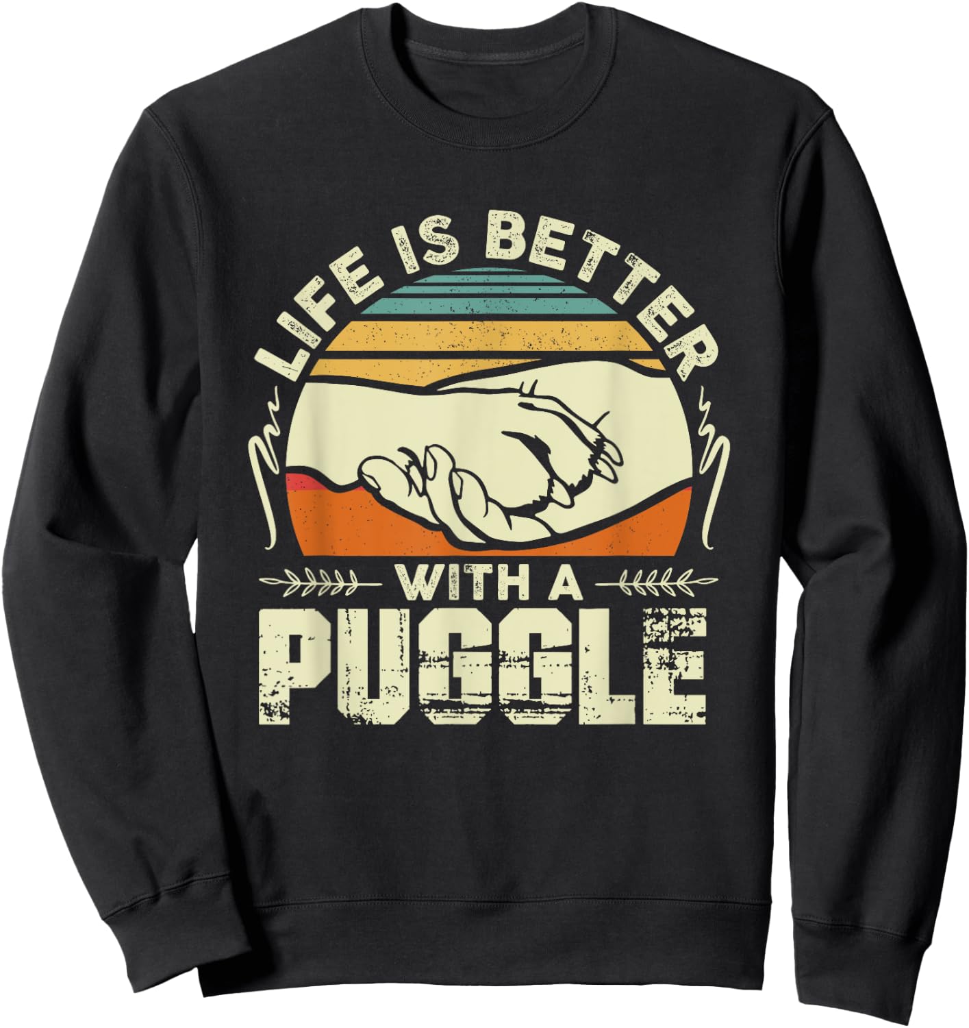 Puggle Shirt Men Women Dog Mom Dog Lover Puggle Sweatshirt - Sweatshirt | Black