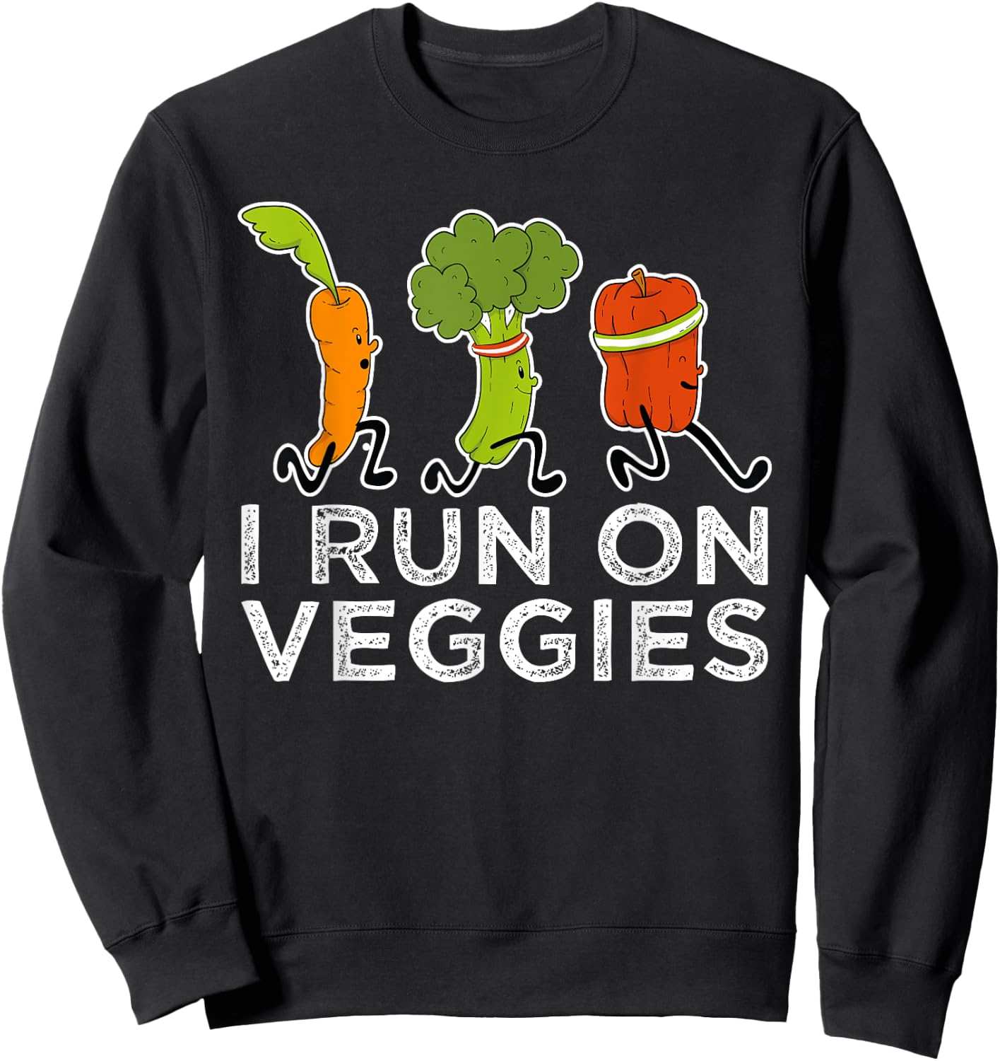 Vegan Athlete Marathon Runner I Run On Veggies Vegan Running Sweatshirt - Sweatshirt | Black