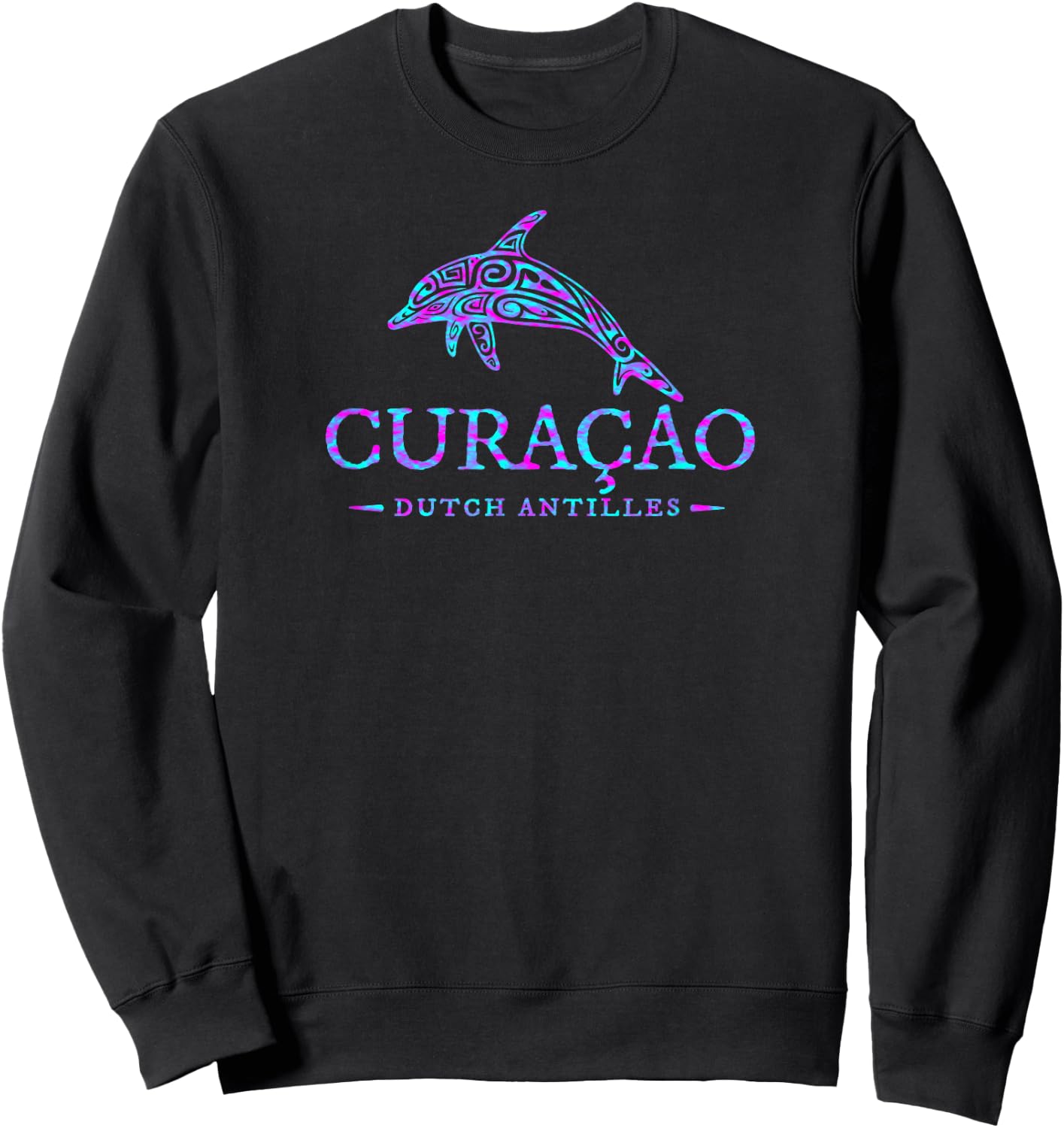 Curacao Dolphin Boys Girls Toddler Colourful Souvenir Sweatshirt - Sweatshirt | Black
