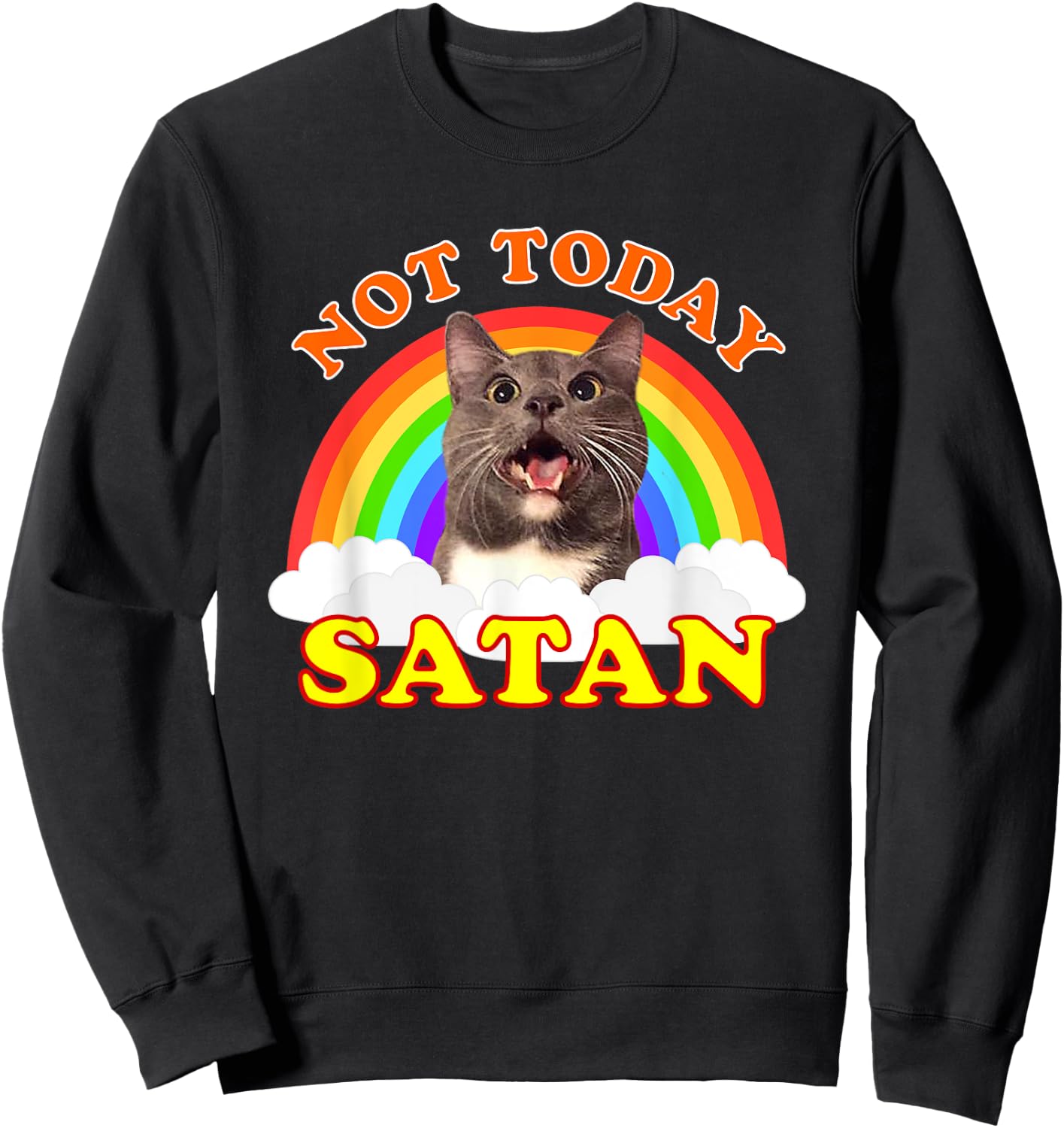 Funny Not Today Satan Cat Sweatshirt - Sweatshirt | Black