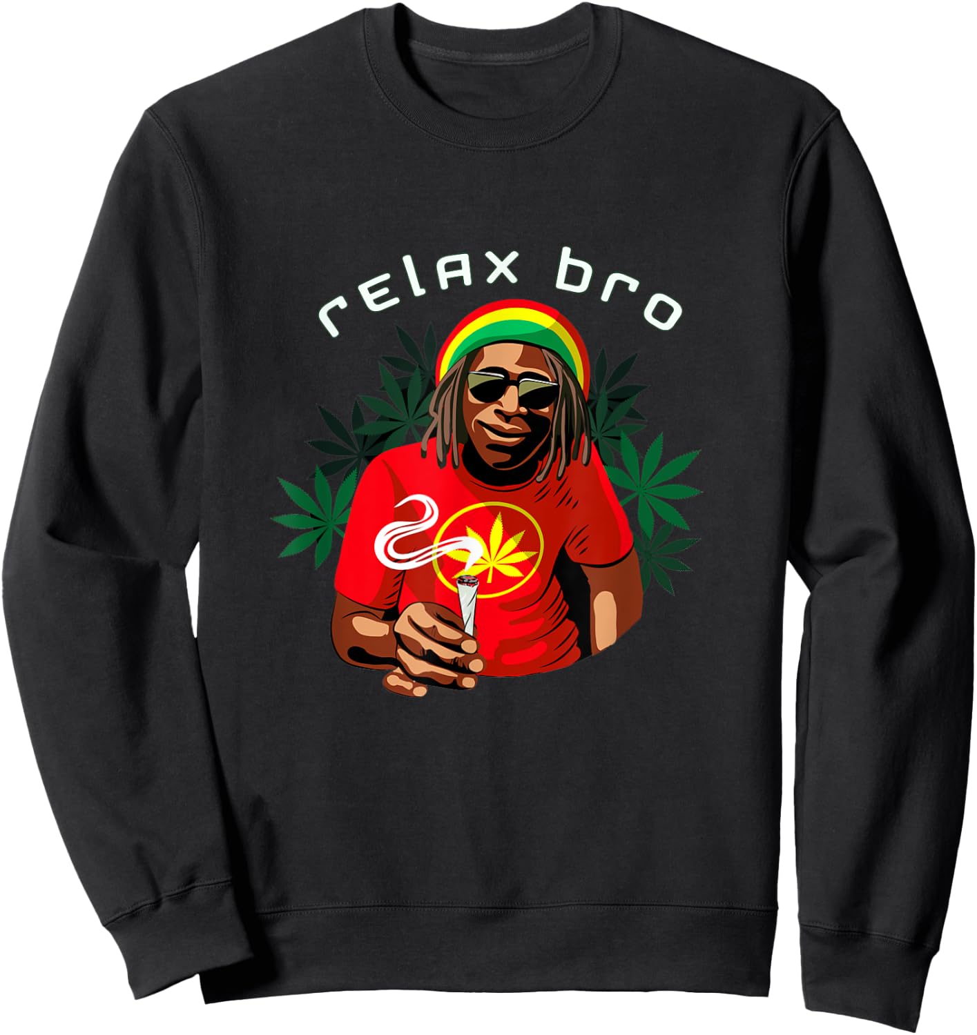 Funny Weed African Jamaican Rasta smoking Marijuana Relax Sweatshirt - Sweatshirt | Black