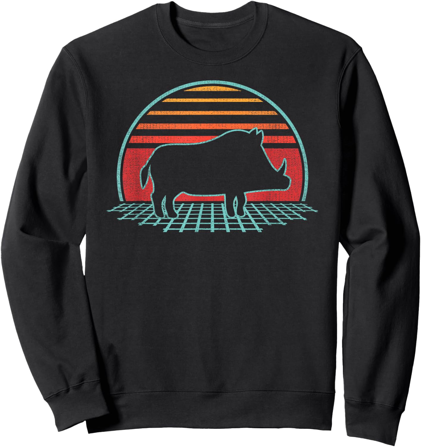 Hog Boar Hunting Retro Vintage 80s Style Sweatshirt - Sweatshirt | Black