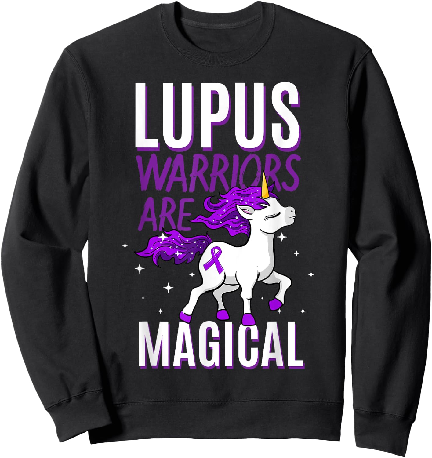 Lupus Warrior Magical Unicorn Autoimmune Disease Malar Rash Sweatshirt - Sweatshirt | Black