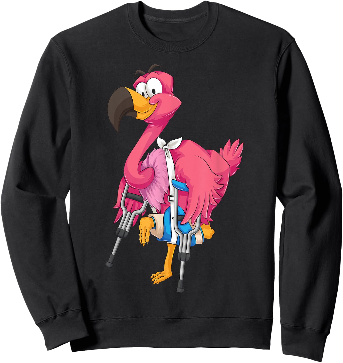 Cool Broken Leg Flamingo | Funny Fractured Shorebird Gift Sweatshirt - Sweatshirt | Black