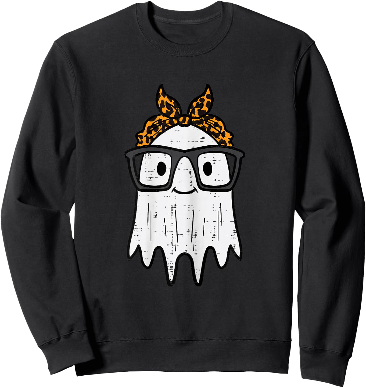 Halloween Ghost Glasses Cute Costume Girl Kids Toddler Women Sweatshirt - Sweatshirt | Black