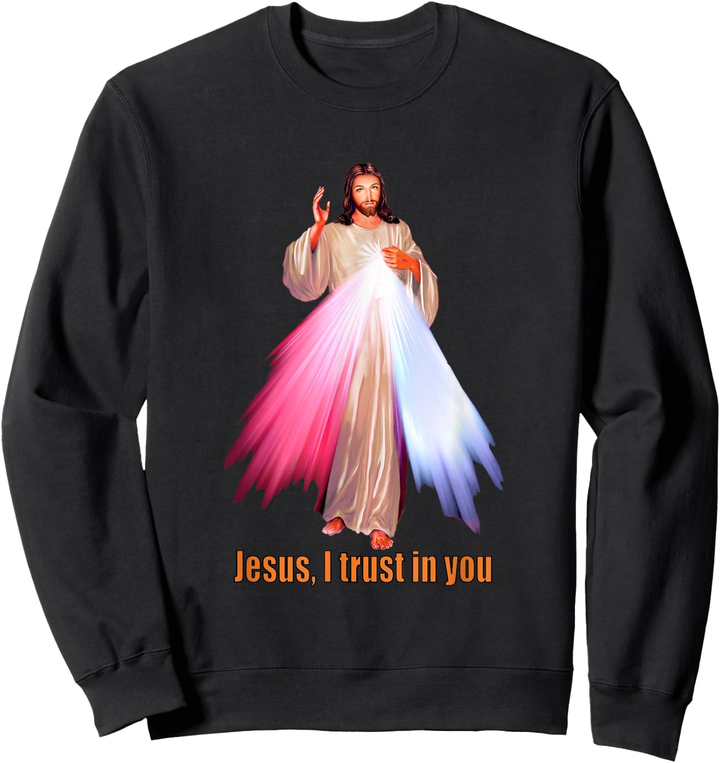 Jesus I trust in You Divine Mercy Image Sweatshirt - Sweatshirt | Black