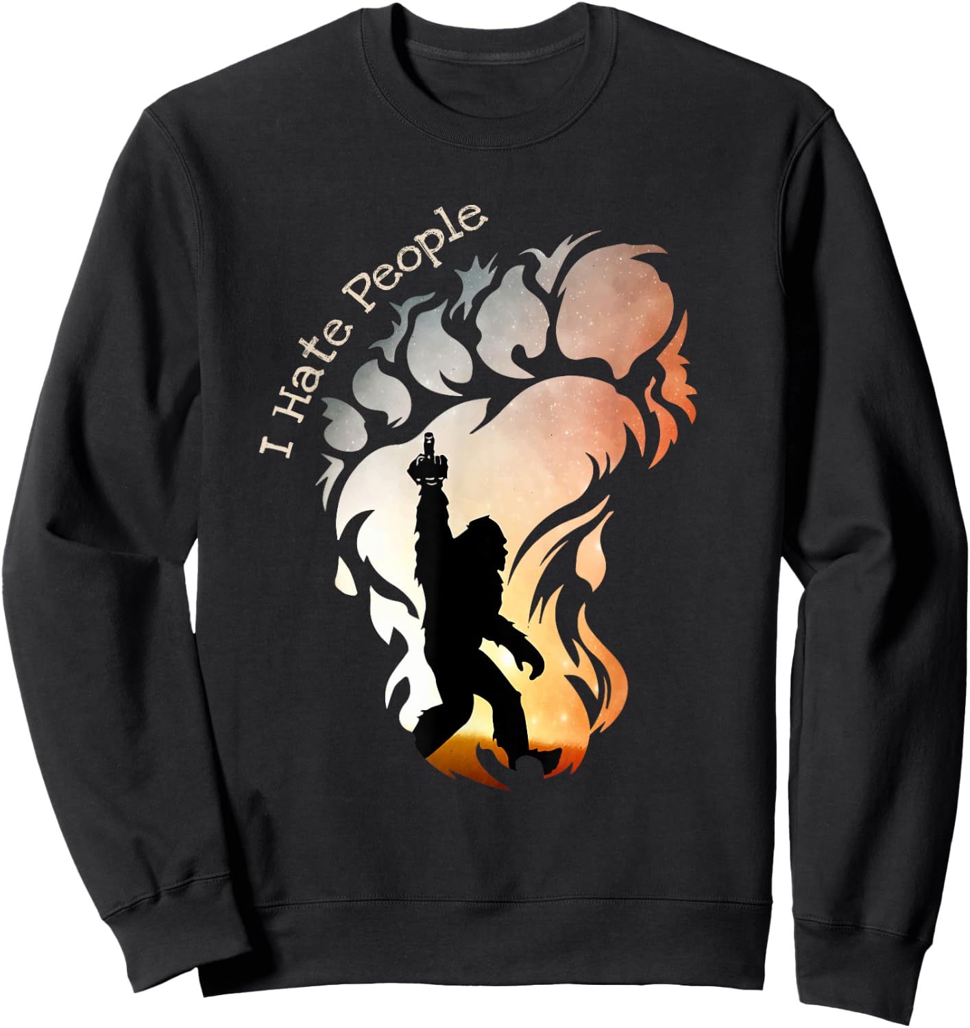 I Hate People Bigfoot Funny Camping Sweatshirt - Sweatshirt | Black