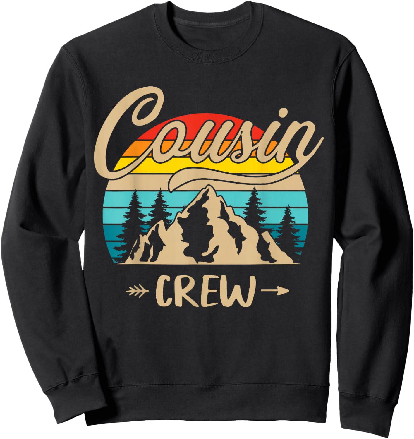Cousin Crew Camping Sunset Summer Camp Retro Matching Trip Sweatshirt - Sweatshirt | Black