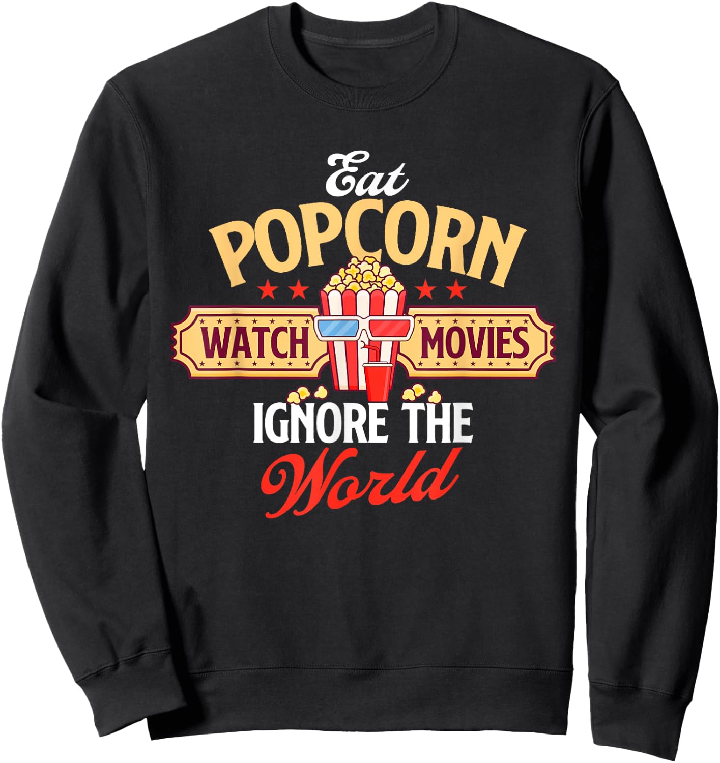 Eat Popcorn Watch Movies - Caramel Corn Popped Corn Sweatshirt - Sweatshirt | Black