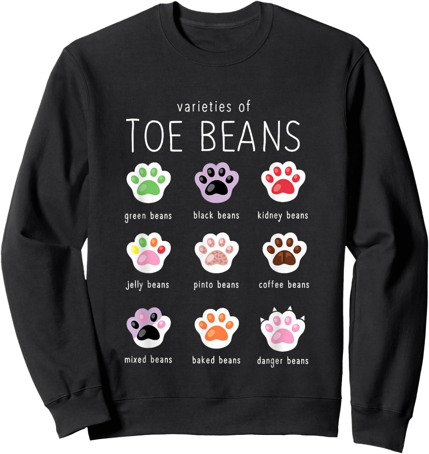 Funny Cat Lover Toe Beans Sweatshirt - Sweatshirt | Black