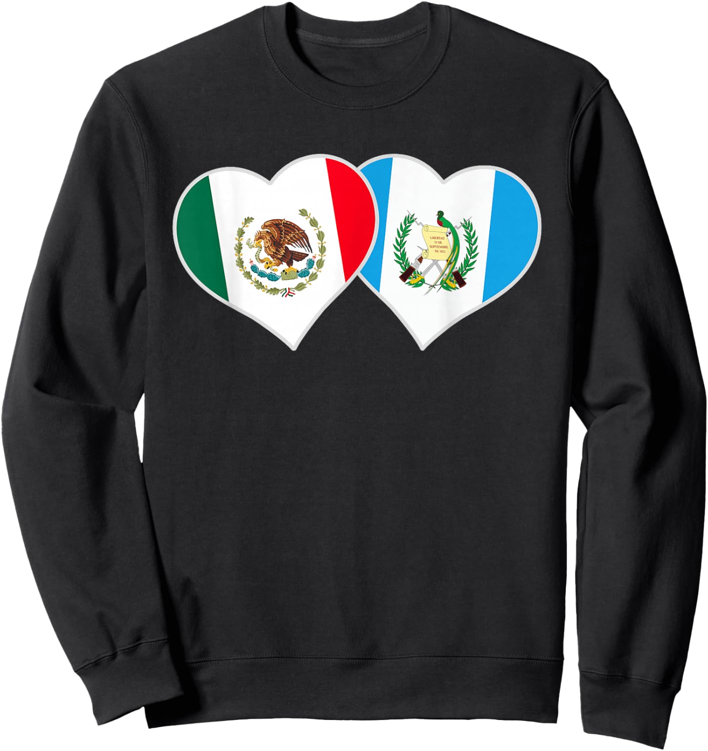 Mexican Guatemalan Flag Love Mexico Guatemala Heart Sweatshirt - Sweatshirt | Black