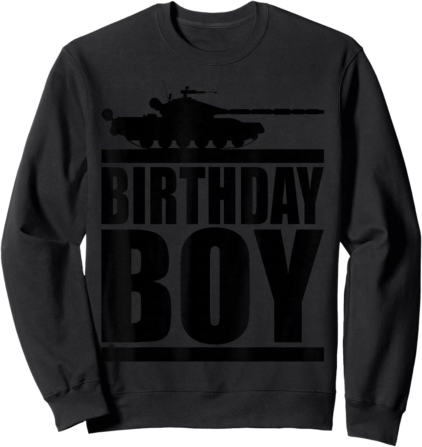 Birthday Boy Army Party Supplies Tank Military Gift Kids Sweatshirt - Sweatshirt | Black