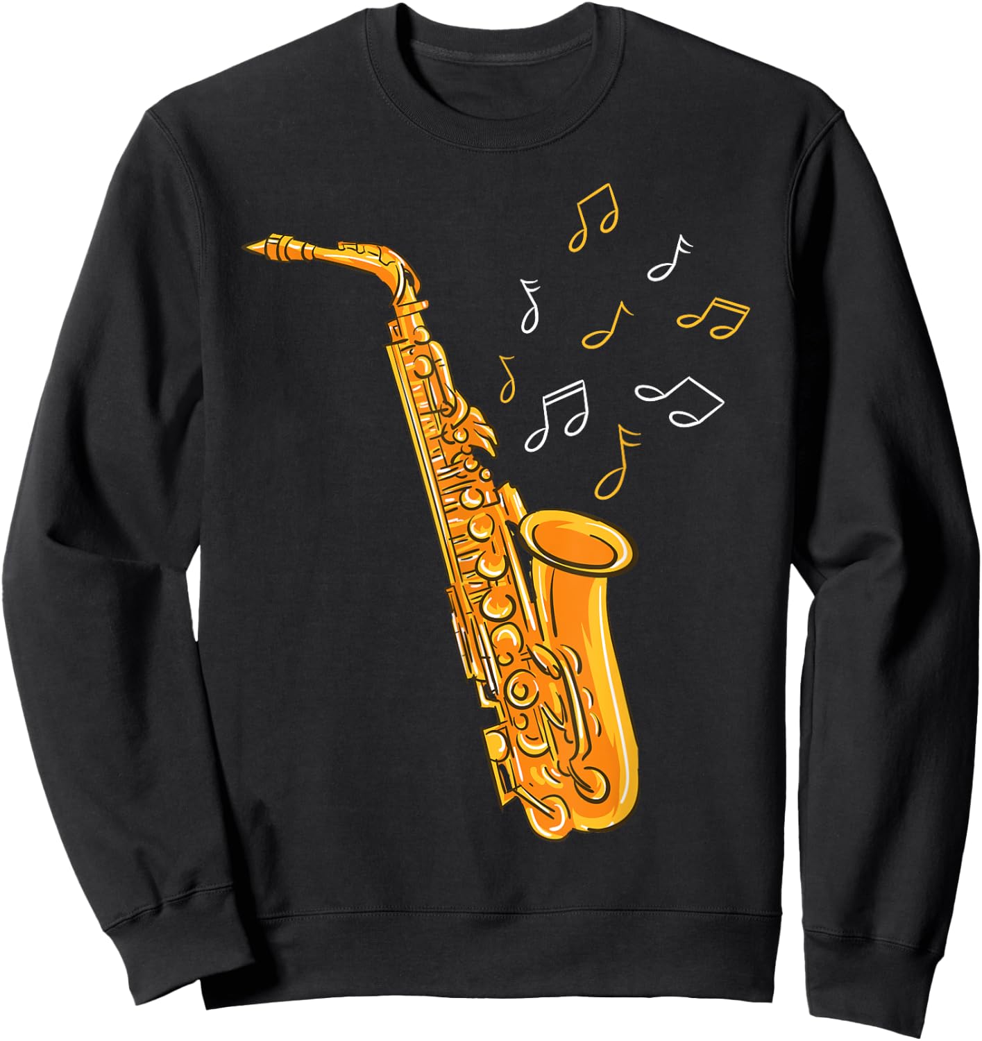 Saxophone Player Musical Notes Saxophonist Jazz Musician Sax Sweatshirt - Sweatshirt | Black