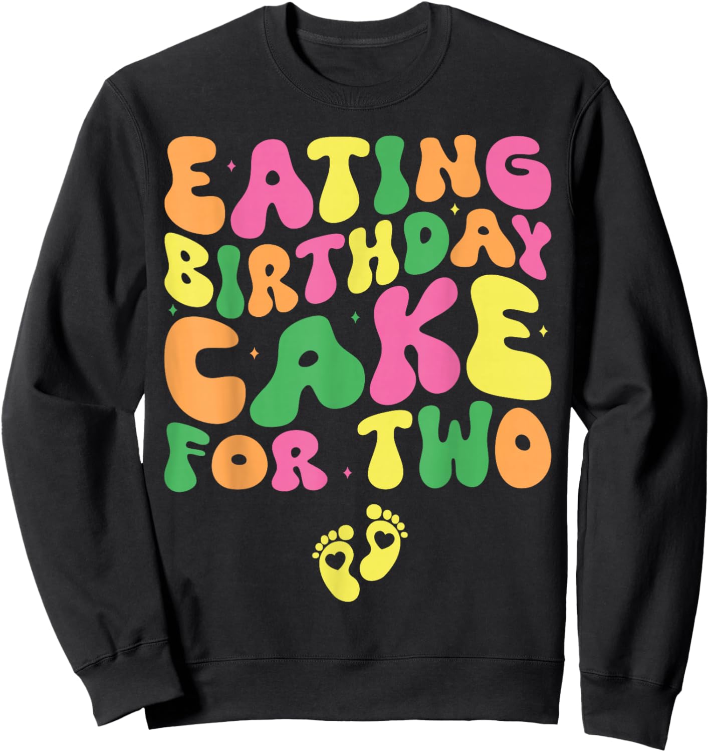 Birthday Pregnancy Announcement Apparel Co. Eating Birthday Cake For Two Pregnancy Announcement - Black, Small, -Adults, Short Sleeve Sweatshirt - Sweatshirt | Black