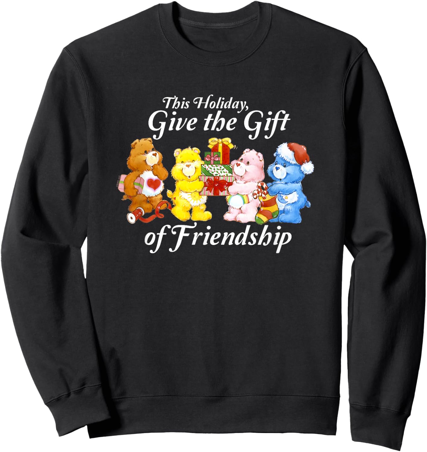 Care Bears Give the Gift of Friendship Christmas Cartoon Sweatshirt - Sweatshirt | Black