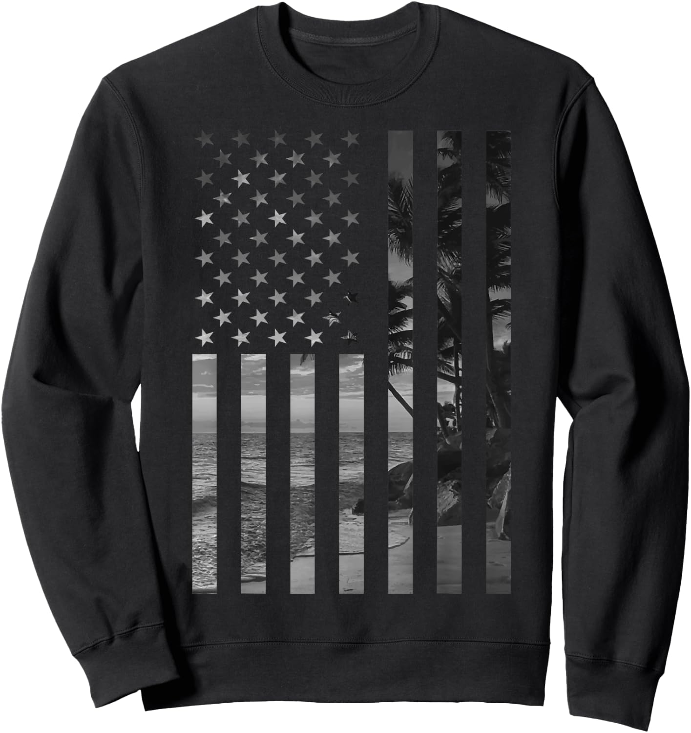 Funny American Flag Hawaiian Gift Men Women Cool Hawaii Trip Sweatshirt - Sweatshirt | Black