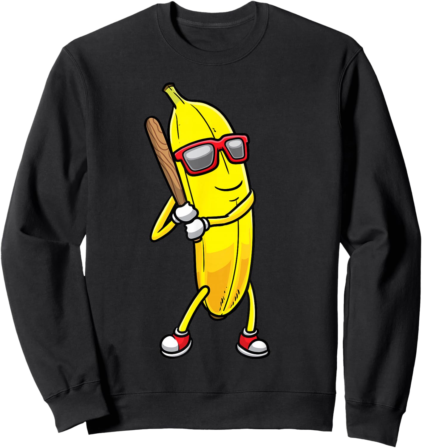 Banana Playing Baseball Fruit Lover Baseball Player Sweatshirt - Sweatshirt | Black