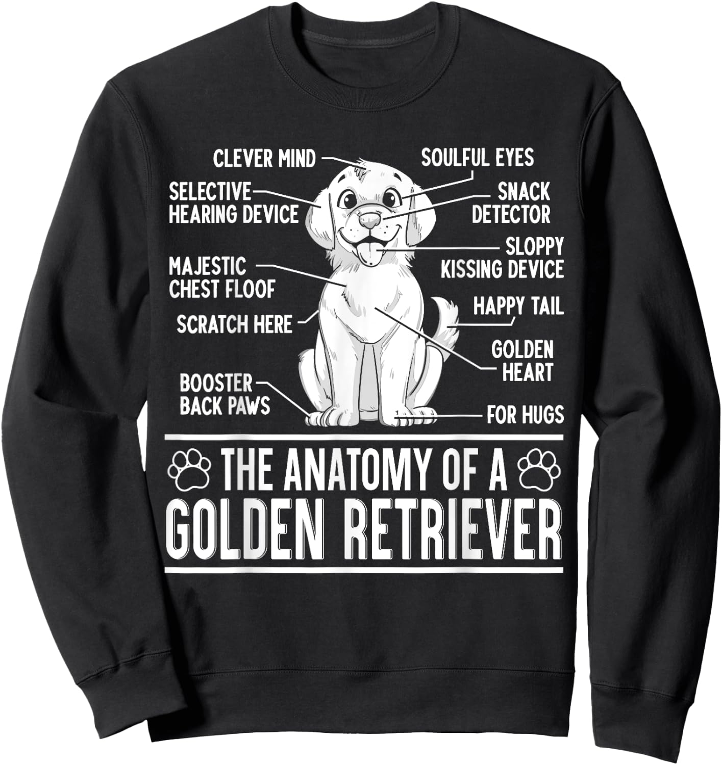 The Anatomy Of A Golden Retriever Funny Dog Lover Puppy Men Women Kids Sweatshirt - Sweatshirt | Black