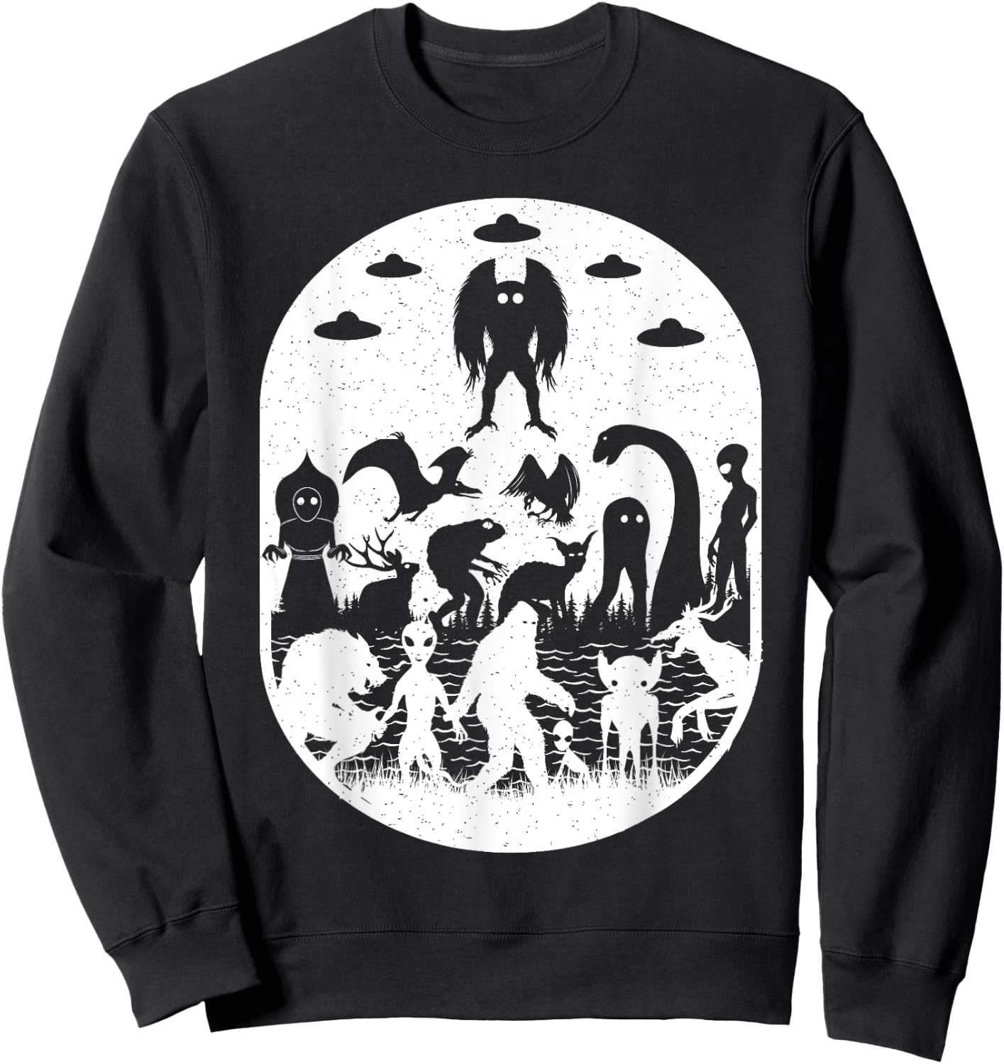 Bigfoot Mothman Dogman Aliens And Other Monsters! Cryptid Sweatshirt - Sweatshirt | Black