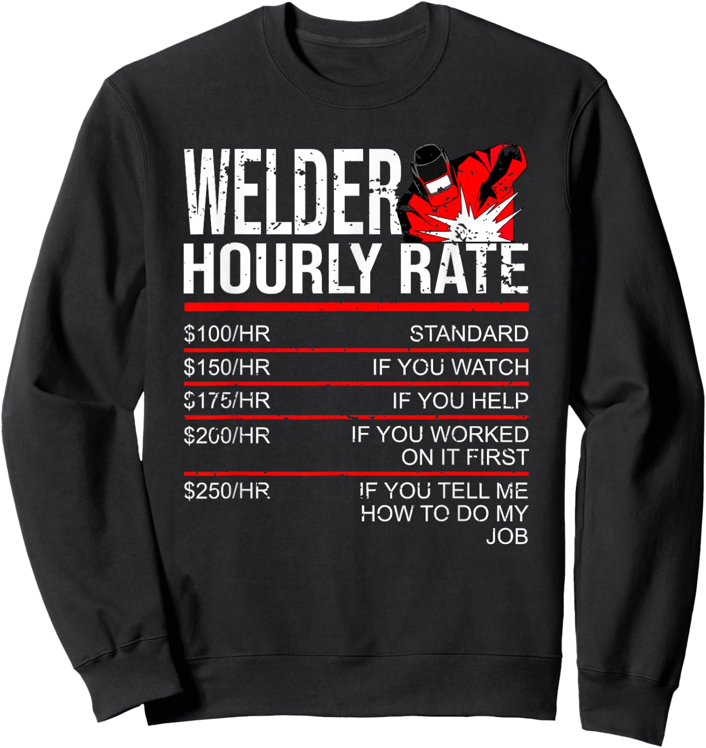 Welder Hourly Rate Funny Welder Small Sweatshirt - Sweatshirt | Black