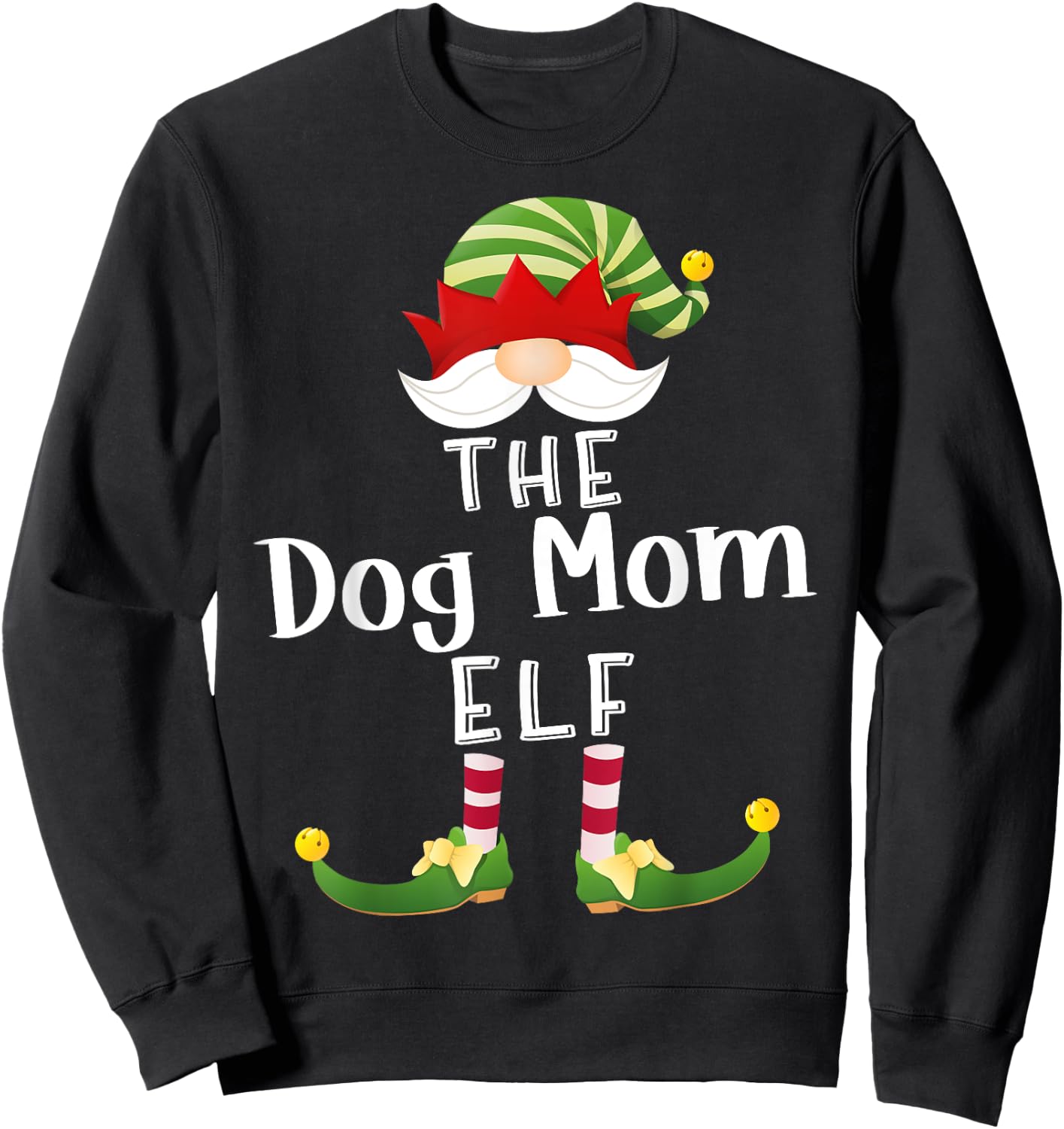 Dog Mom Elf Group Christmas Funny Pajama Party Women Sweatshirt - Sweatshirt | Black