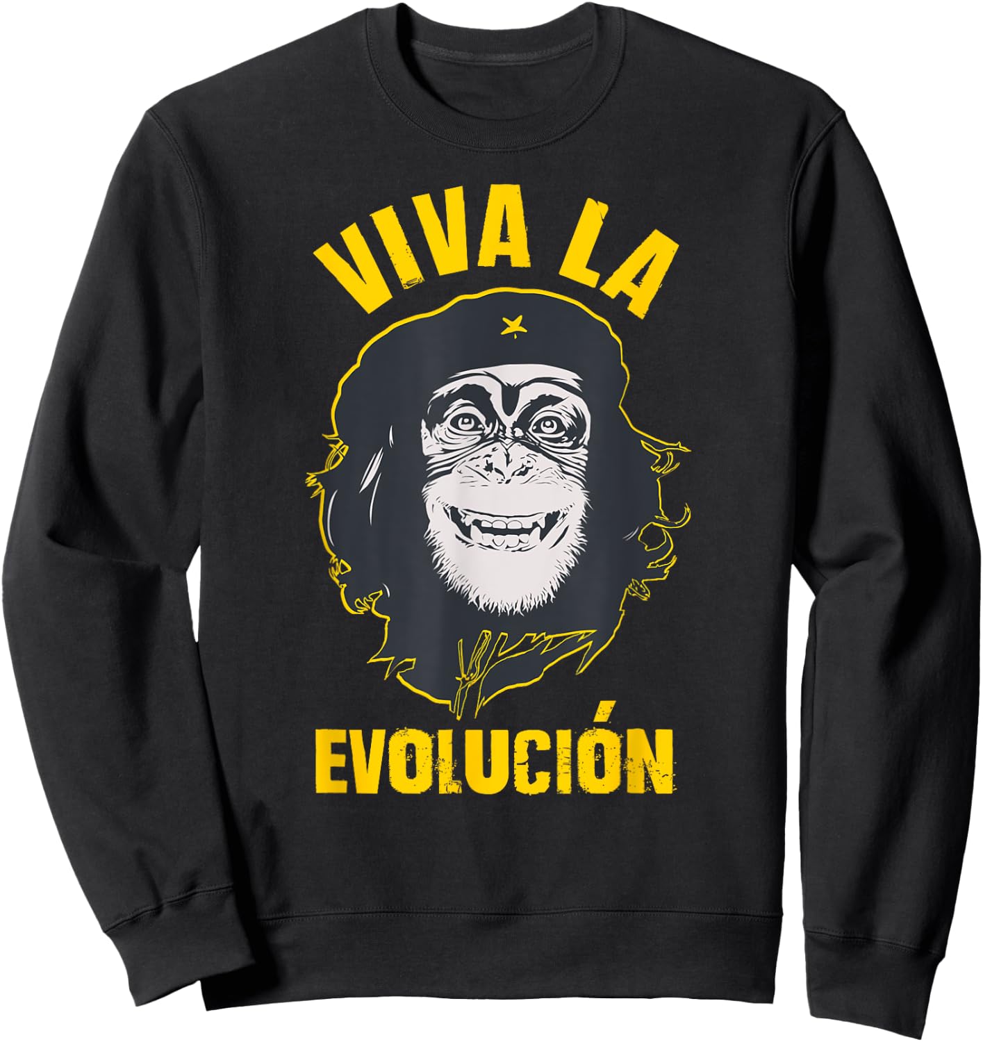 Monkey chimpanzee, Viva la Evolution, Revolution FUN gift Sweatshirt - Sweatshirt | Black