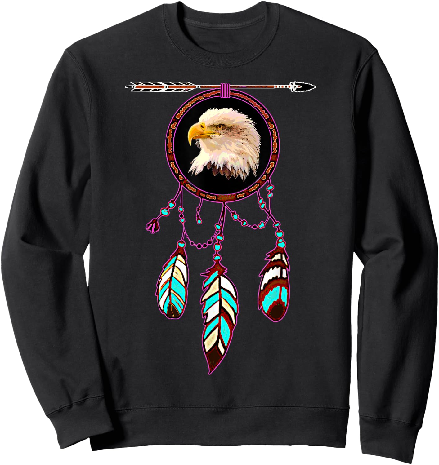 Native American Tribal Dream Catcher Eagle Spirit Animal Sweatshirt - Sweatshirt | Black