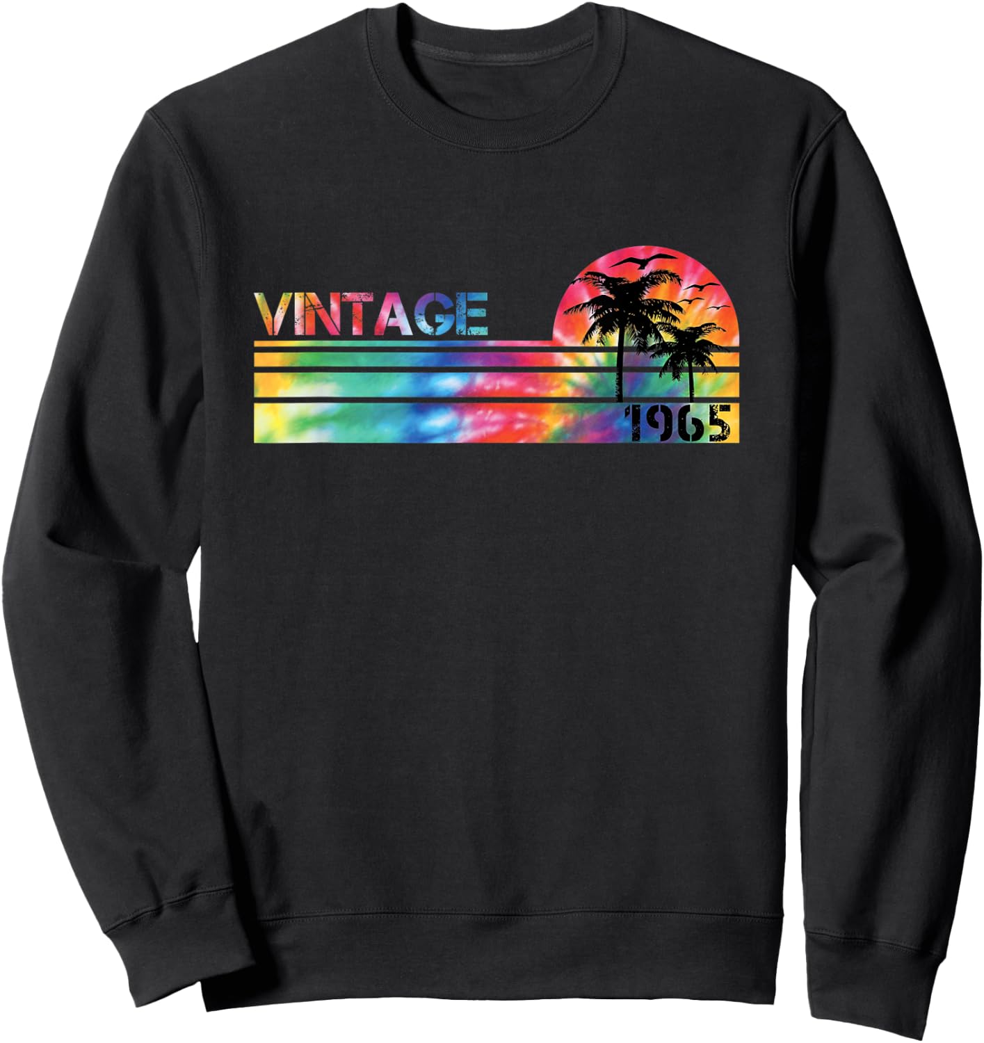Vintage 1965 Tie Dye Vintage Birthday People Born in 1965 Sweatshirt - Sweatshirt | Black